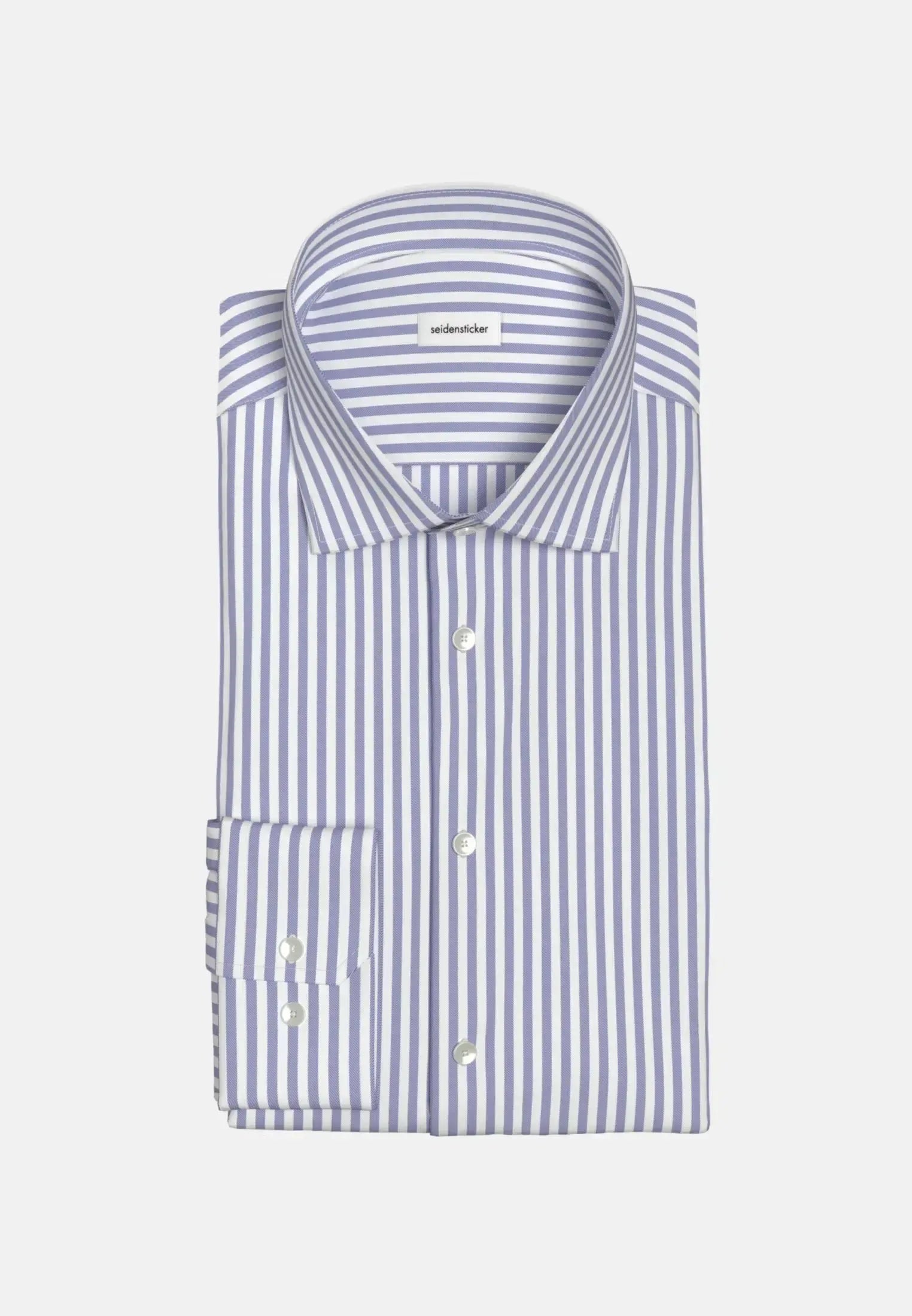 Shaped Fit No Iron New Kent Striped Business Shirt Light Blue-seidensticker uk