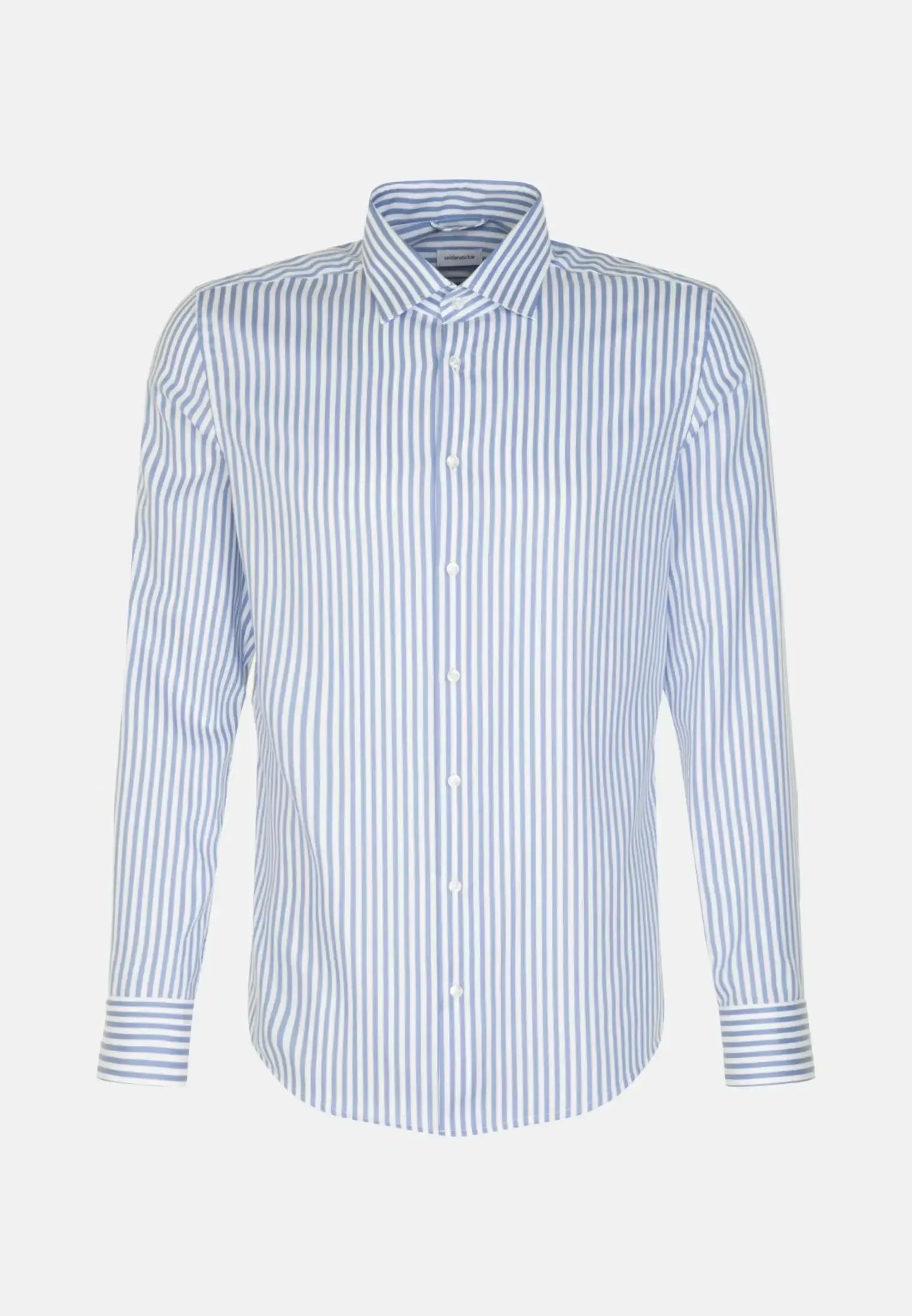 Shaped Fit No Iron New Kent Striped Business Shirt Light Blue-seidensticker uk