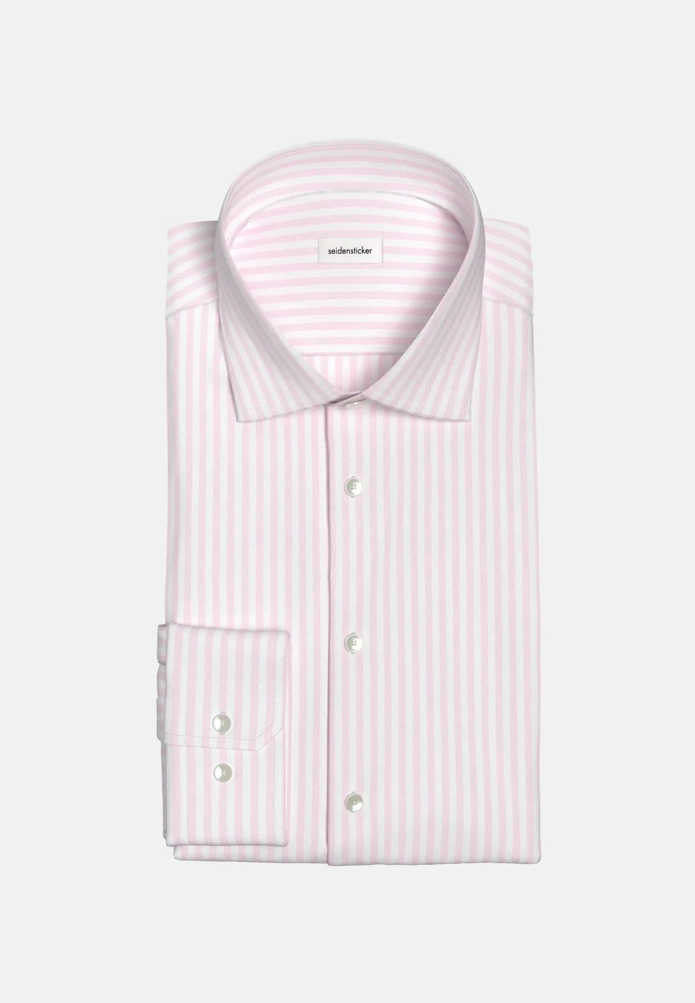 Seidensticker Shaped Fit No Iron New Kent Striped Business Shirt Pink - 01.843550-42-38 - seidensticker.co.uk