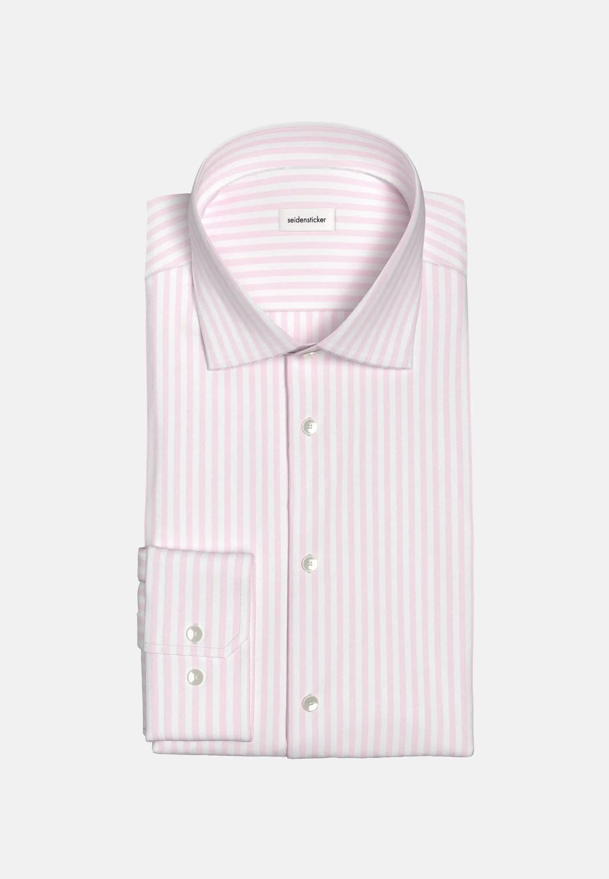 Shaped Fit No Iron New Kent Striped Business Shirt Pink-seidensticker uk