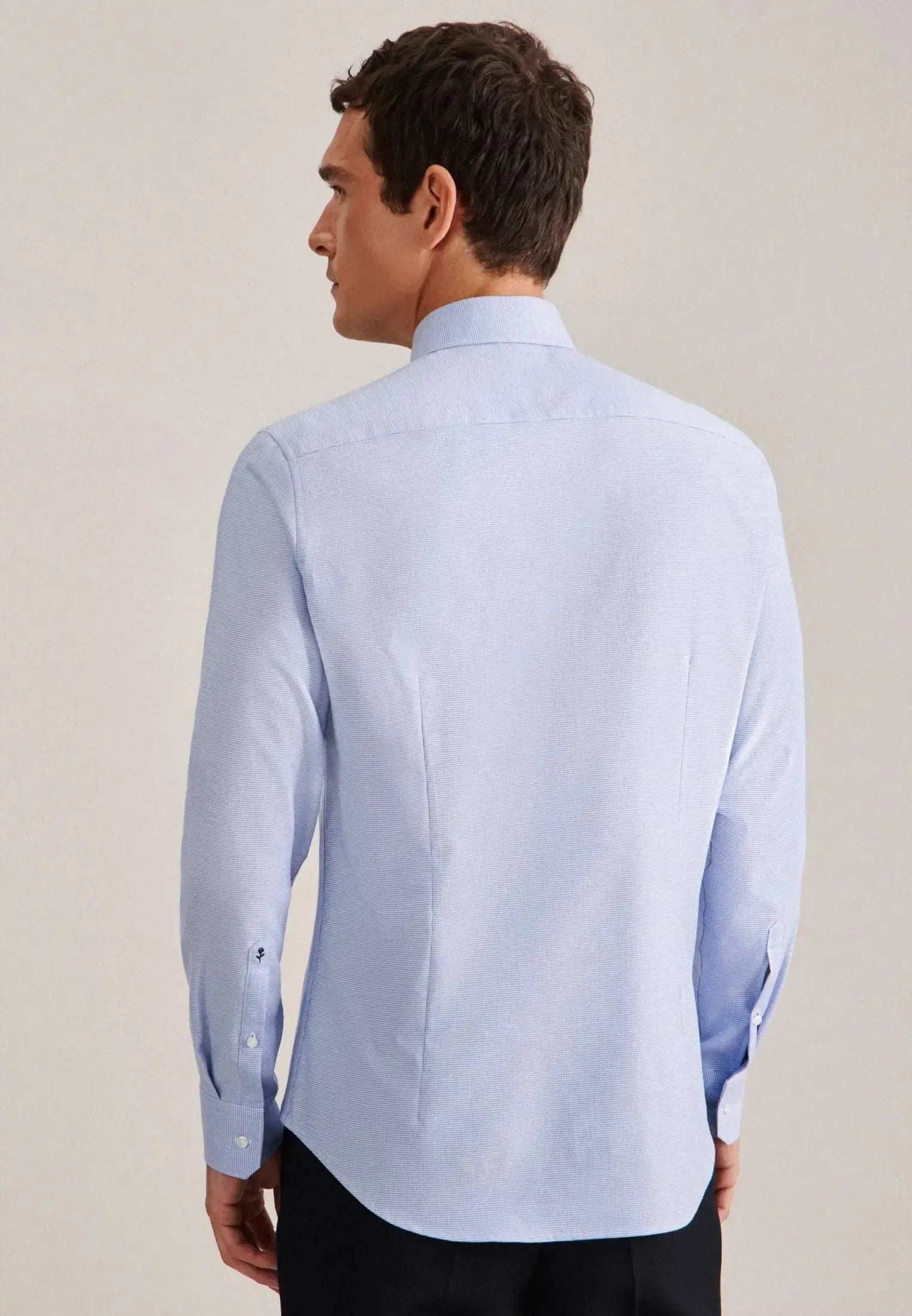 Shaped Fit No Iron New Kent Structured Business Shirt Light Blue-seidensticker uk