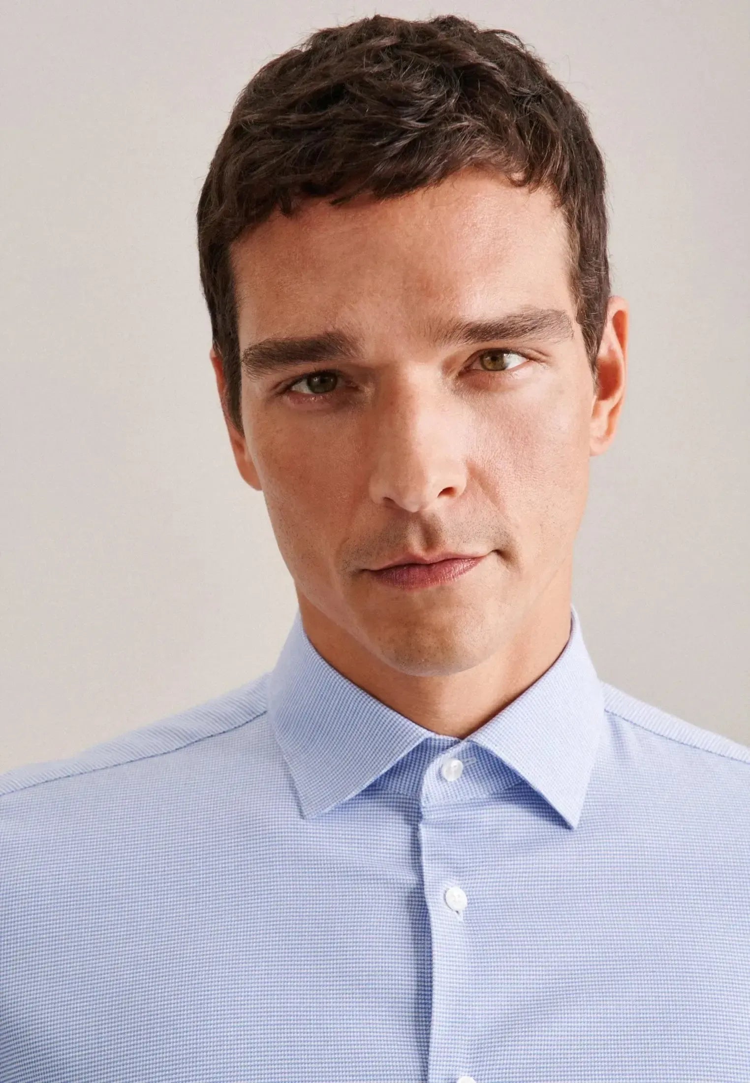 Shaped Fit No Iron New Kent Structured Business Shirt Light Blue-seidensticker uk