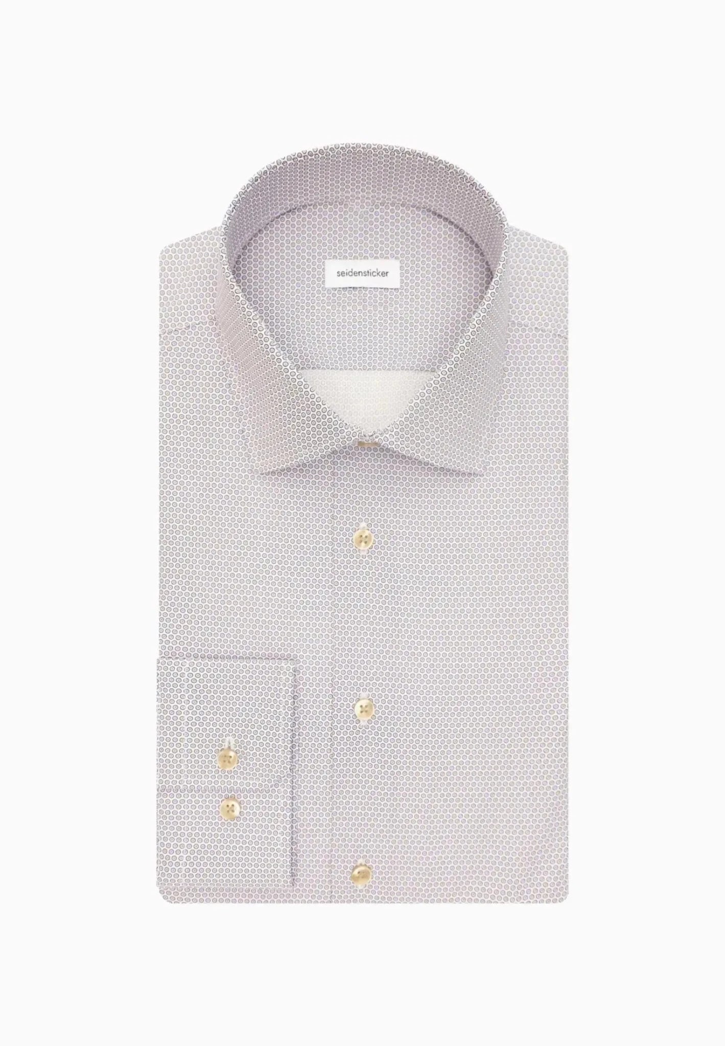 Seidensticker Slim Fit Business Kent Print Pattern Business Shirt Beige - 01.646460-06-37 - seidensticker.co.uk