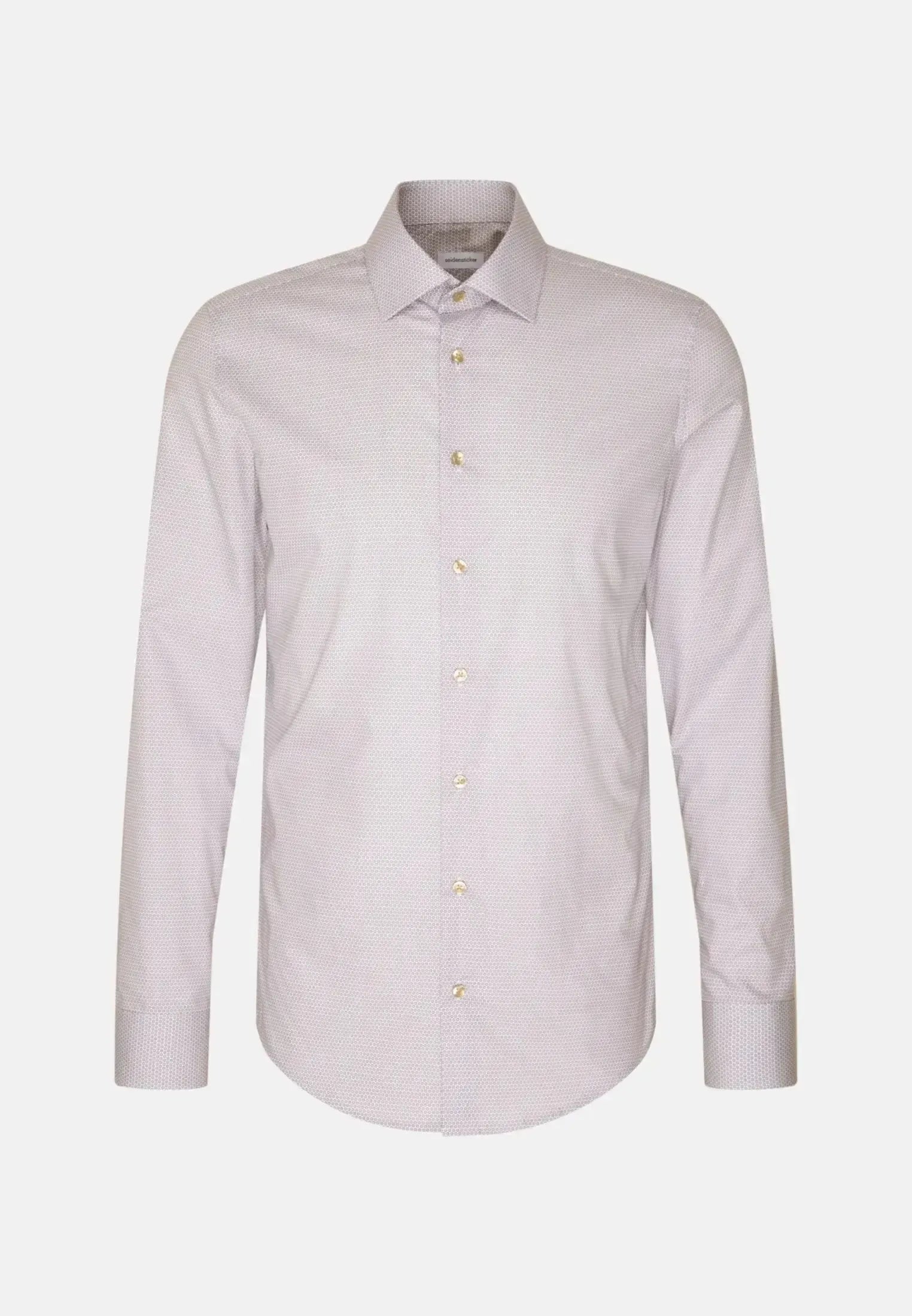 Slim Fit Business Kent Print Pattern Business Shirt Beige-seidensticker uk
