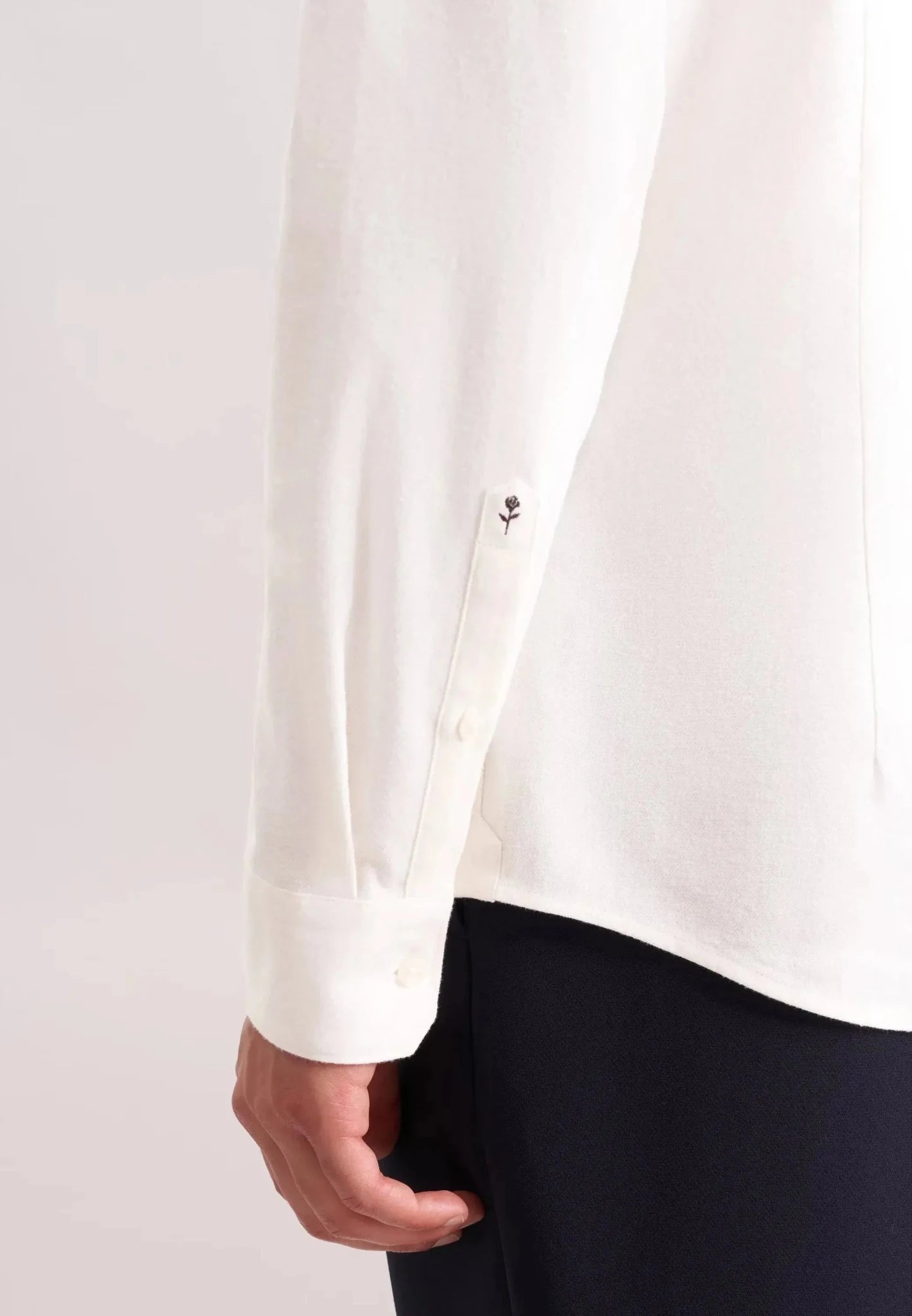 Seidensticker Slim Fit Button Down Flannel Shirt Ecru - 01.845633-02-38 - seidensticker.co.uk