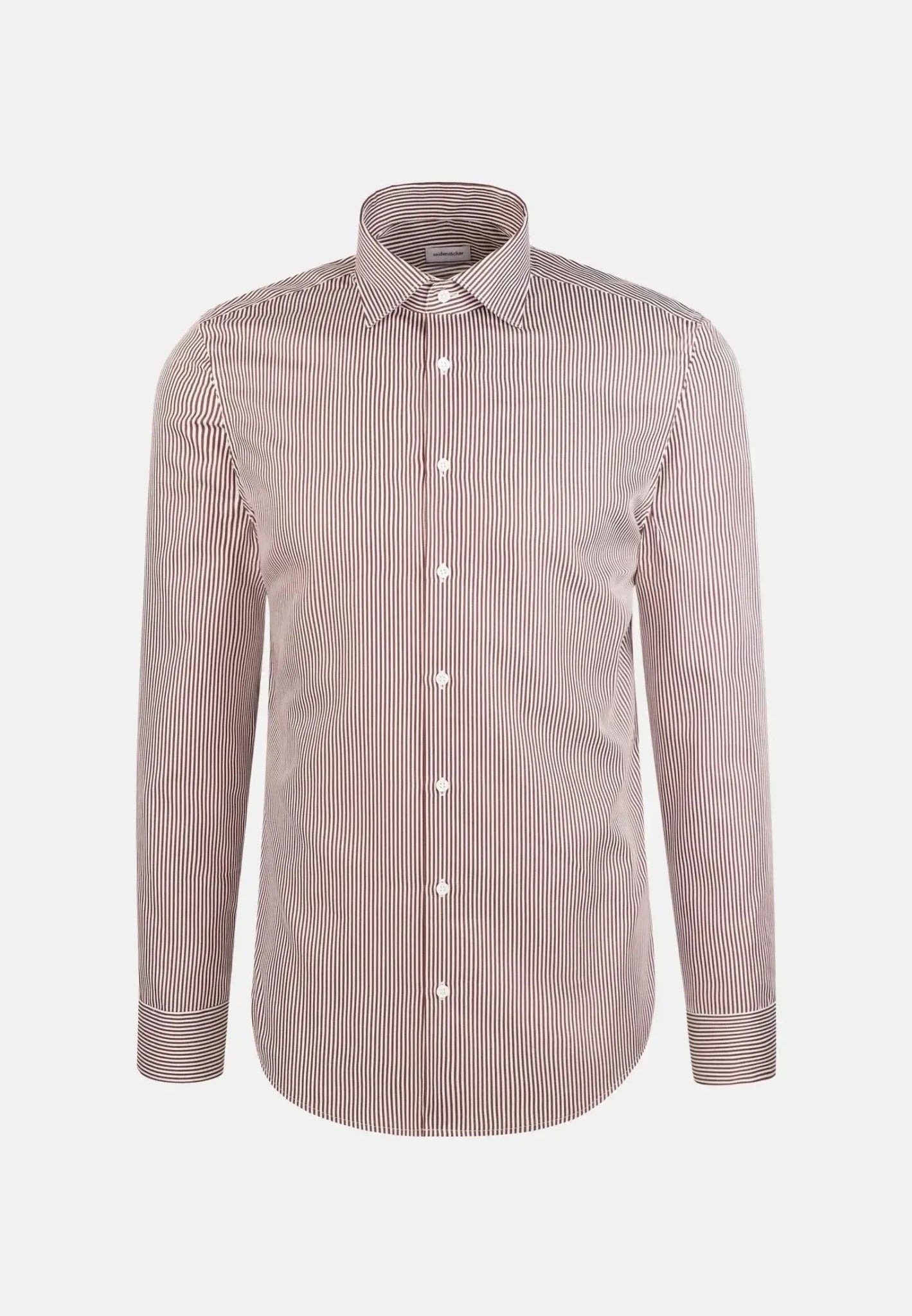 Seidensticker Slim Fit Easy Iron New Kent Striped Business Shirt Burgundy - 01.645080-49-37 - seidensticker.co.uk