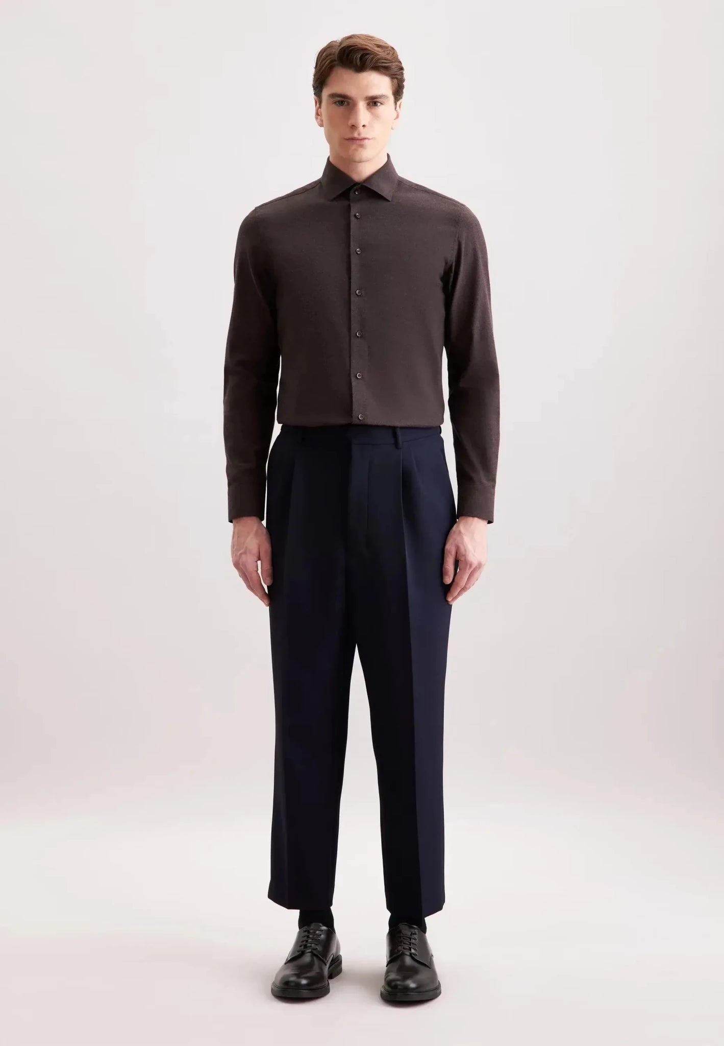 Seidensticker Slim Fit New Kent Flannel Shirt Brown - 01.845321-29-38 - seidensticker.co.uk