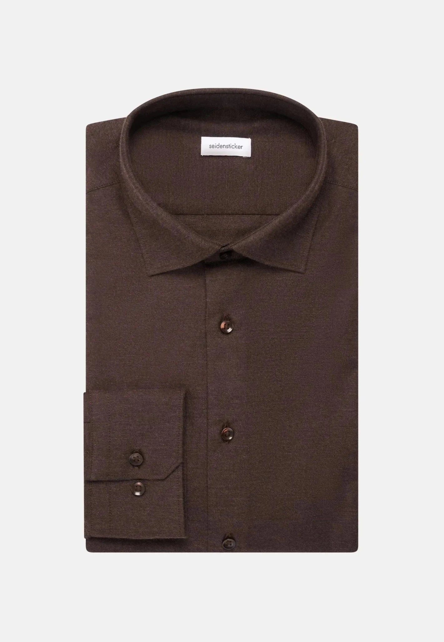 Seidensticker Slim Fit New Kent Flannel Shirt Brown - 01.845321-29-38 - seidensticker.co.uk