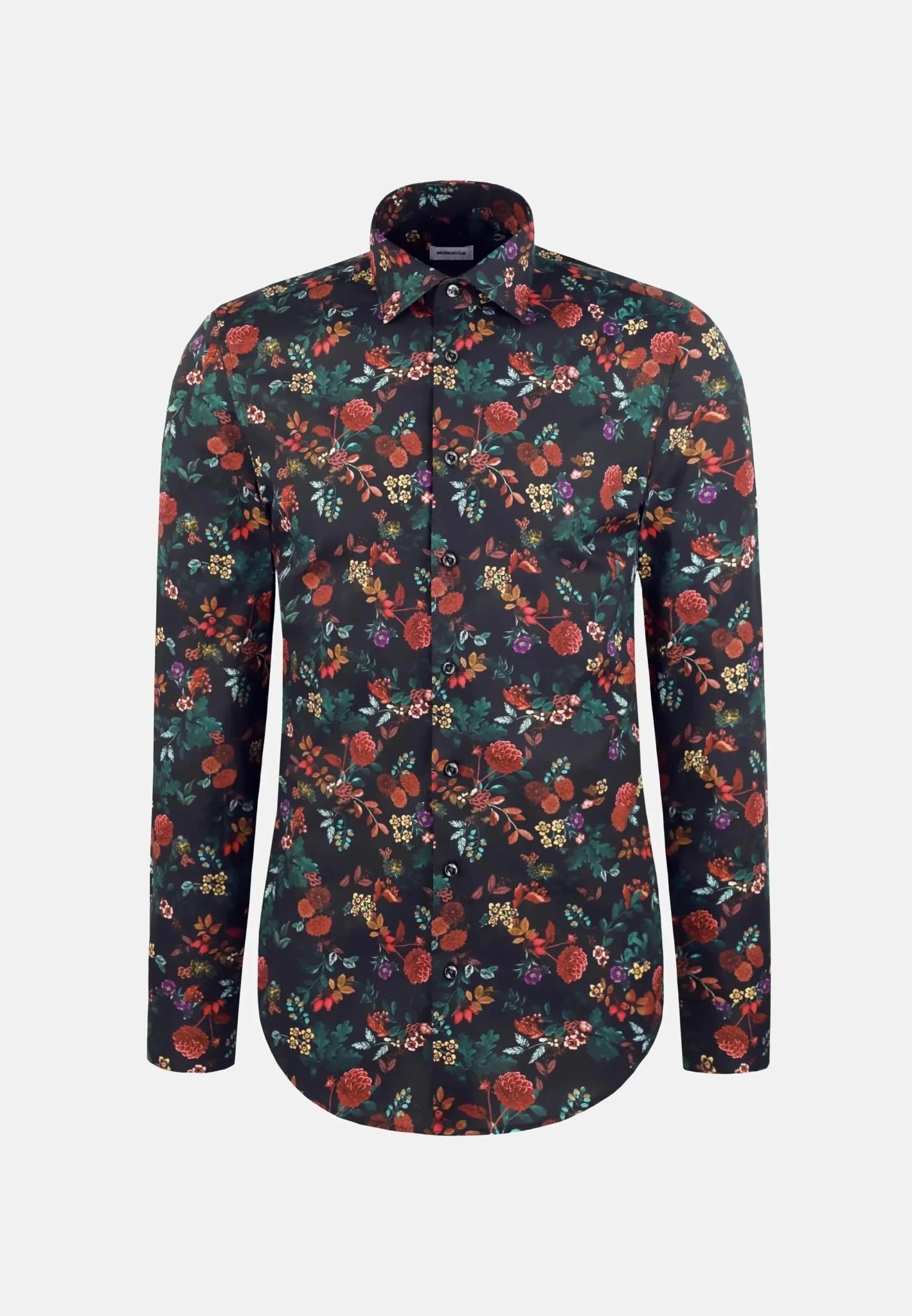 Seidensticker UK - Slim Fit New Kent Floral Shirt Grey - 01.845472-37-37