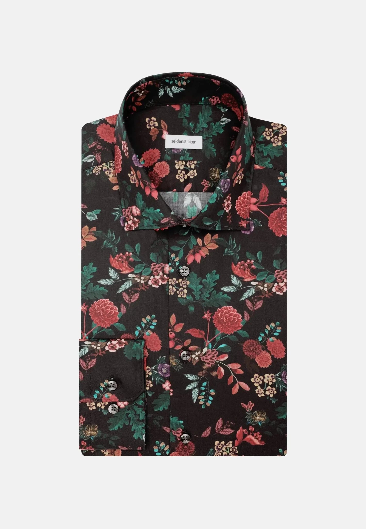 Seidensticker UK - Slim Fit New Kent Floral Shirt Grey - 01.845472-37-37