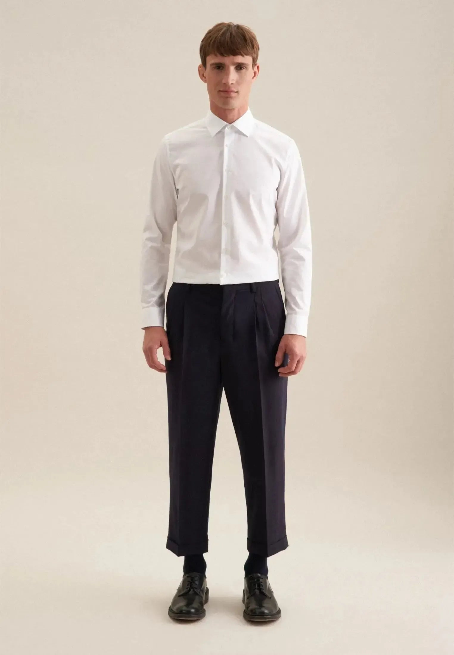 Slim Fit No Iron Kent Collar Business Shirt White-seidensticker uk