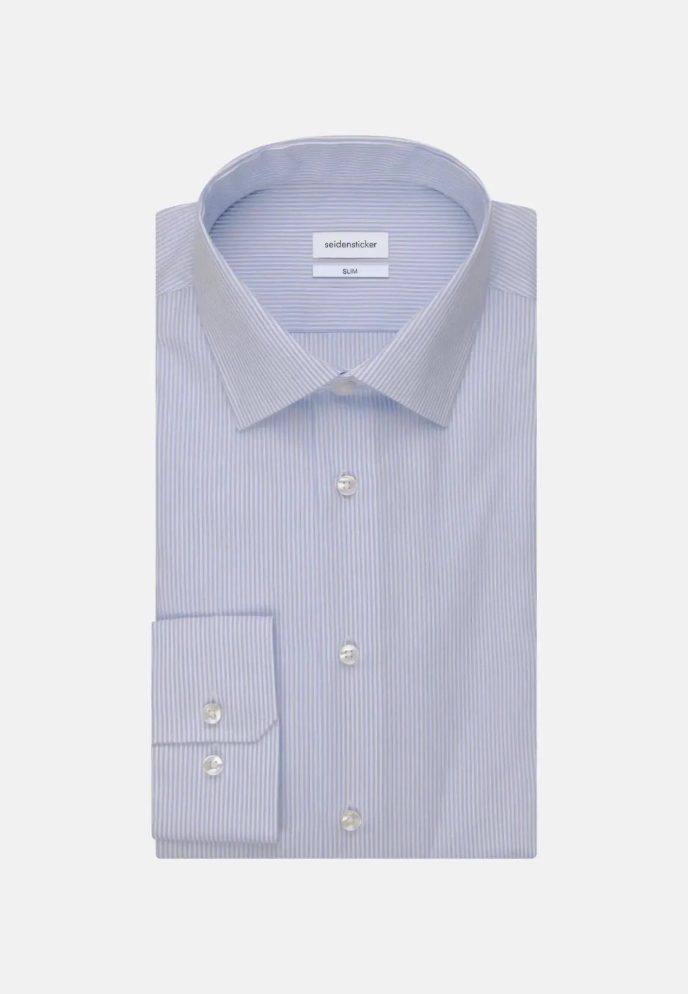 Seidensticker UK - Slim Fit No Iron Kent Collar Striped Business Shirt Light Blue - 01.693640-11-37