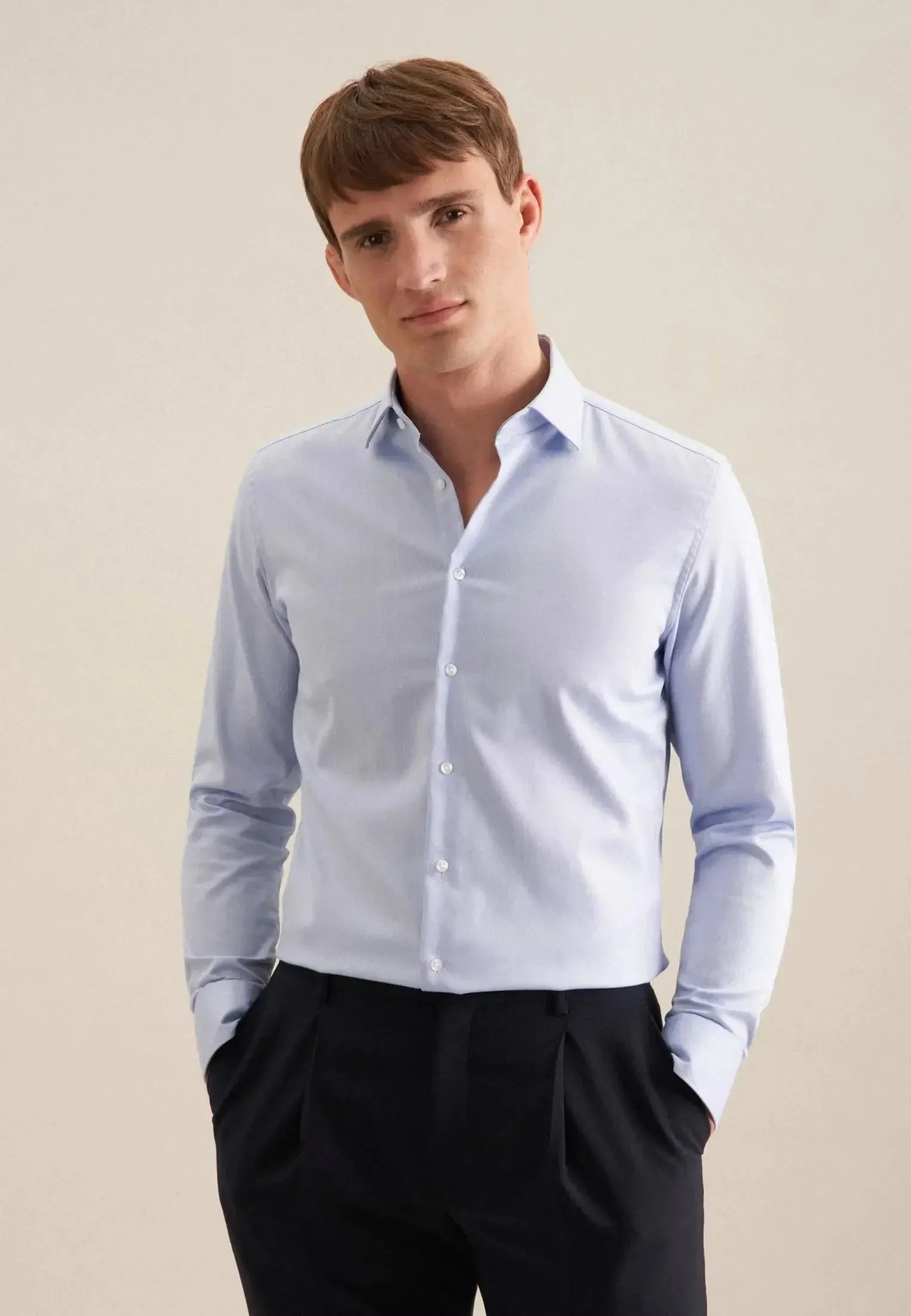 Slim Fit No Iron New Kent Business Shirt Light Blue-seidensticker uk