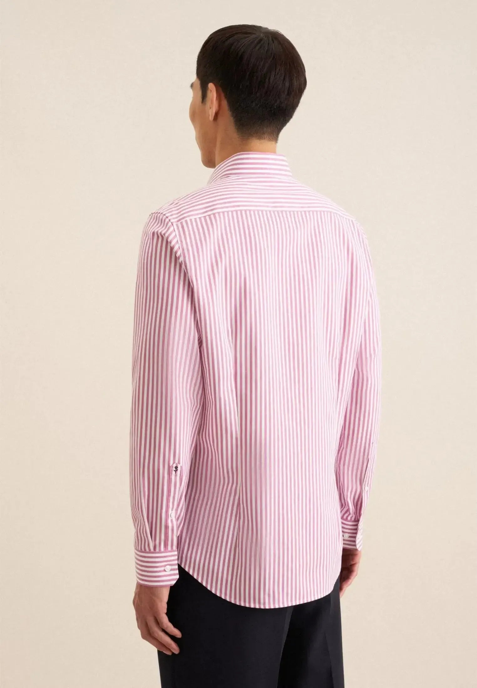 Slim Fit No Iron New Kent Striped Business Shirt Dark Pink-seidensticker uk
