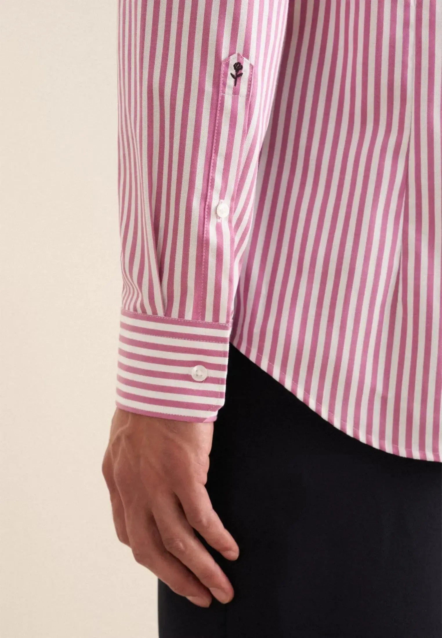 Slim Fit No Iron New Kent Striped Business Shirt Dark Pink-seidensticker uk
