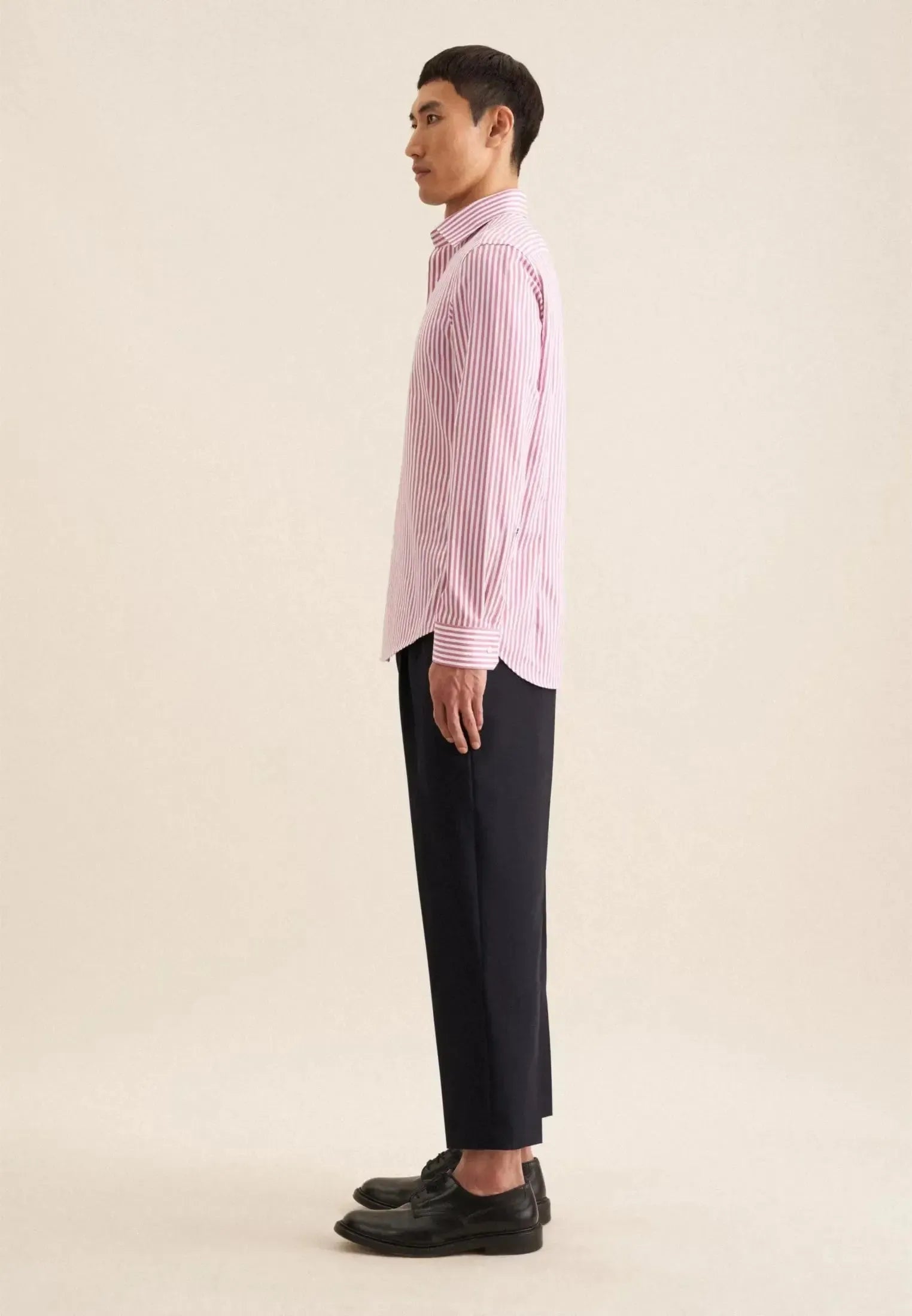 Slim Fit No Iron New Kent Striped Business Shirt Dark Pink-seidensticker uk