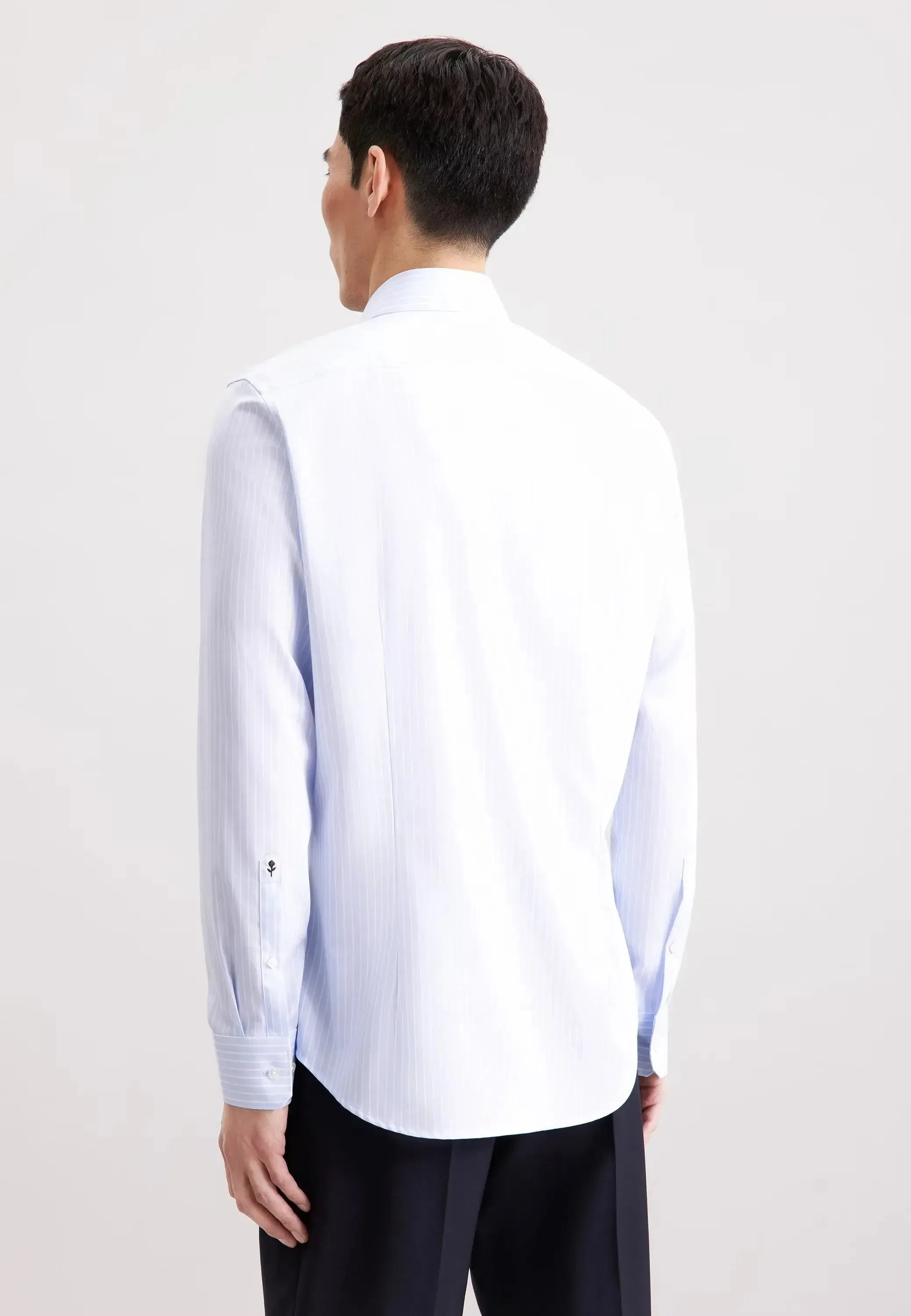 Slim Fit No Iron New Kent Striped Business Shirt Light Blue-seidensticker uk