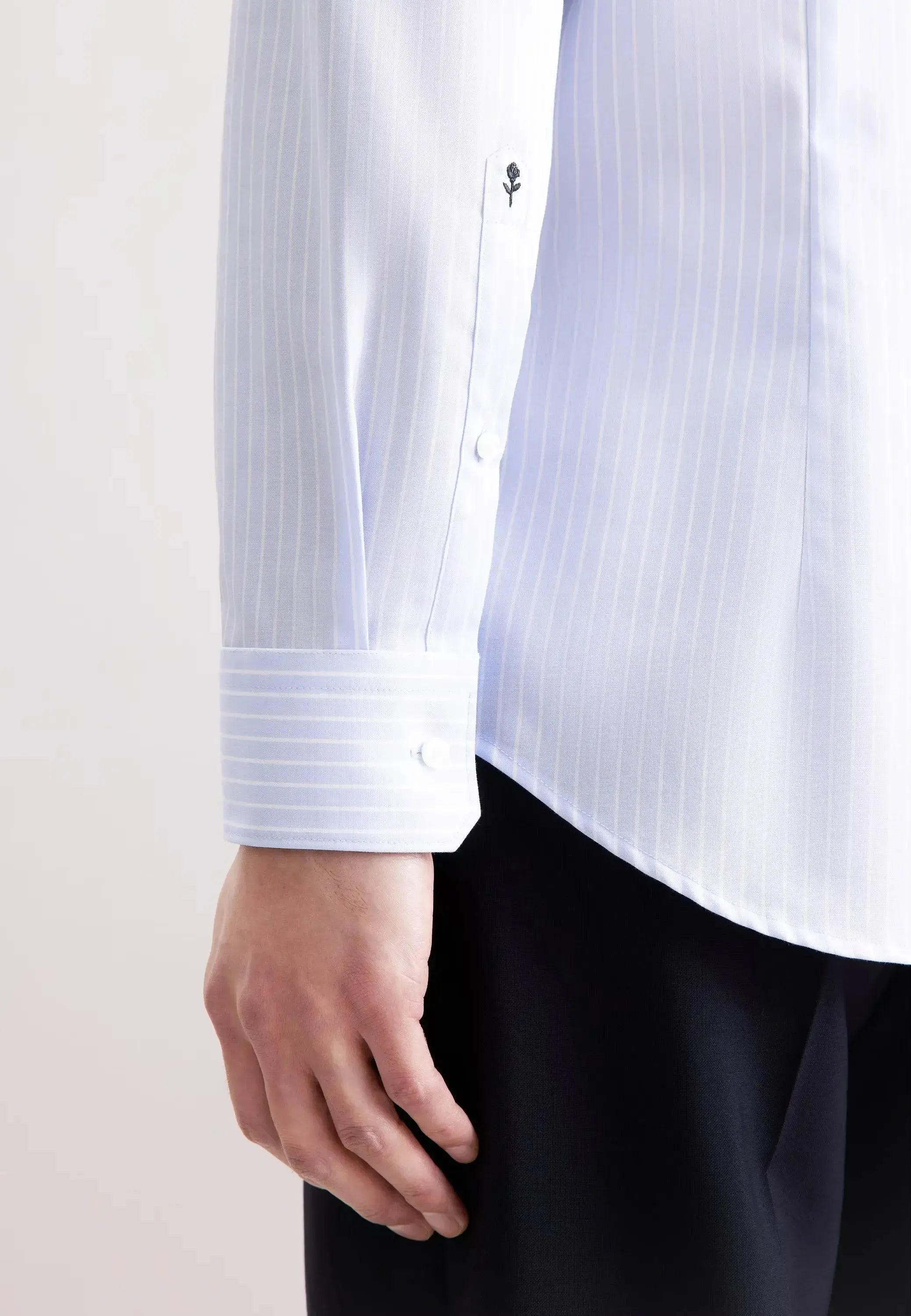 Slim Fit No Iron New Kent Striped Business Shirt Light Blue-seidensticker uk