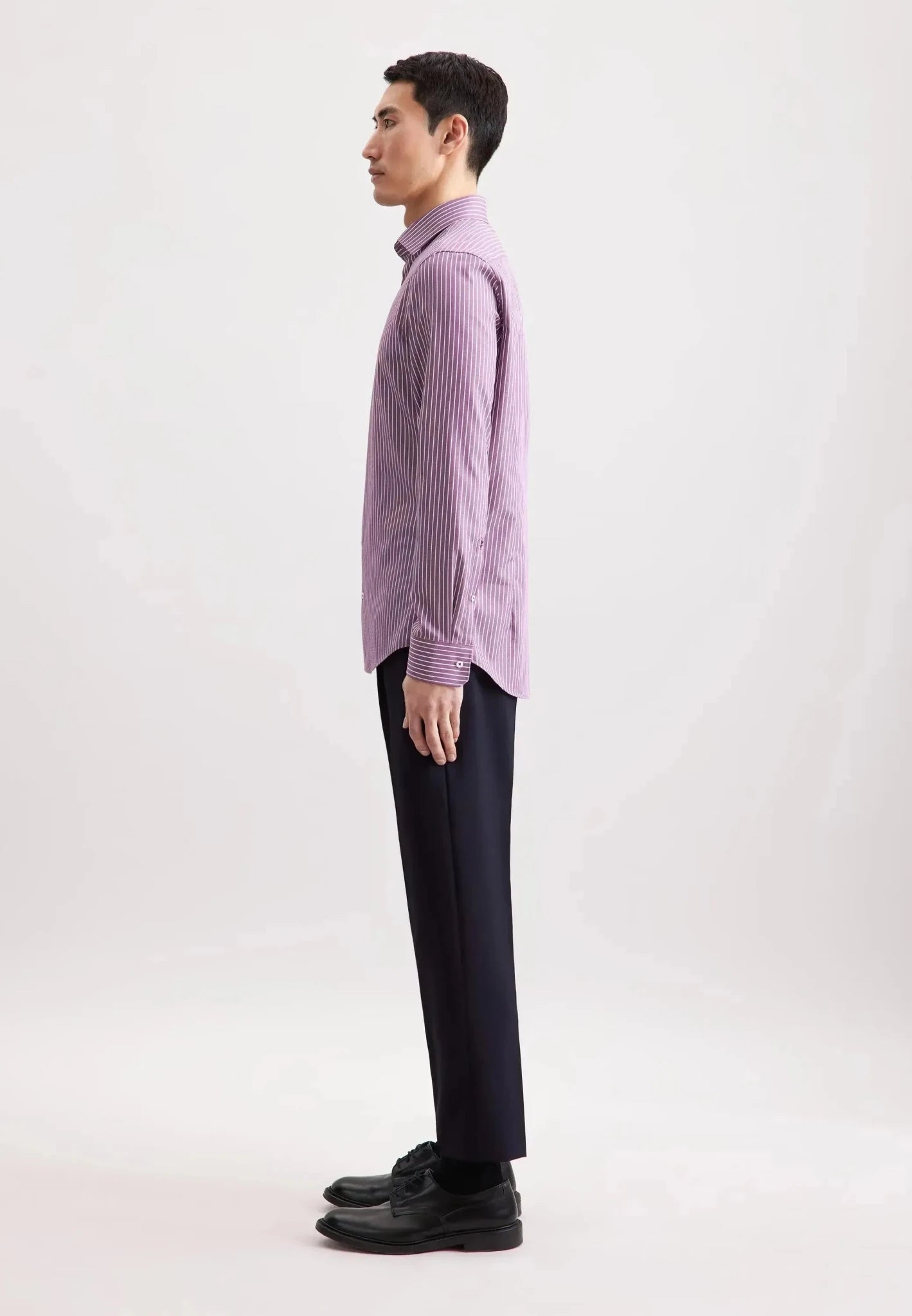 Seidensticker Slim Fit No Iron New Kent Striped Business Shirt Lilac - 01.845435-87-37 - seidensticker.co.uk