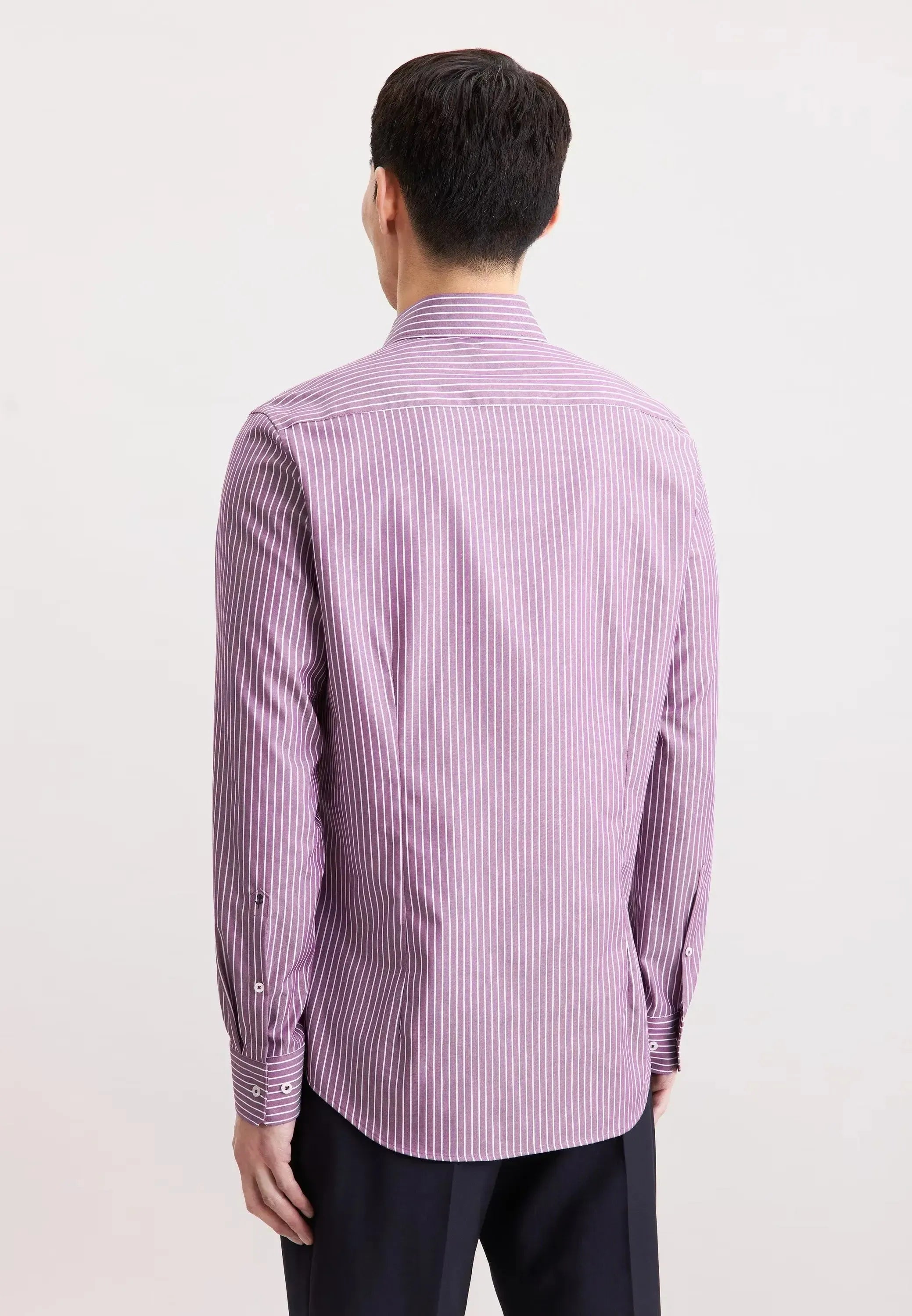 Slim Fit No Iron New Kent Striped Business Shirt Lilac-seidensticker uk