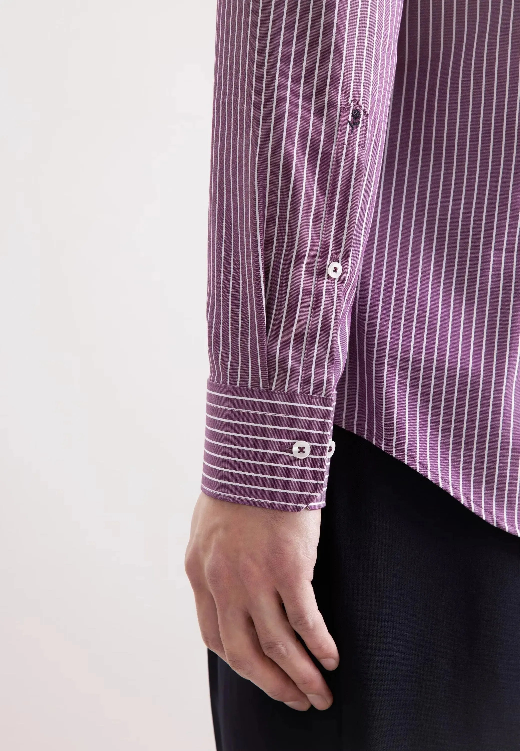 Slim Fit No Iron New Kent Striped Business Shirt Lilac-seidensticker uk
