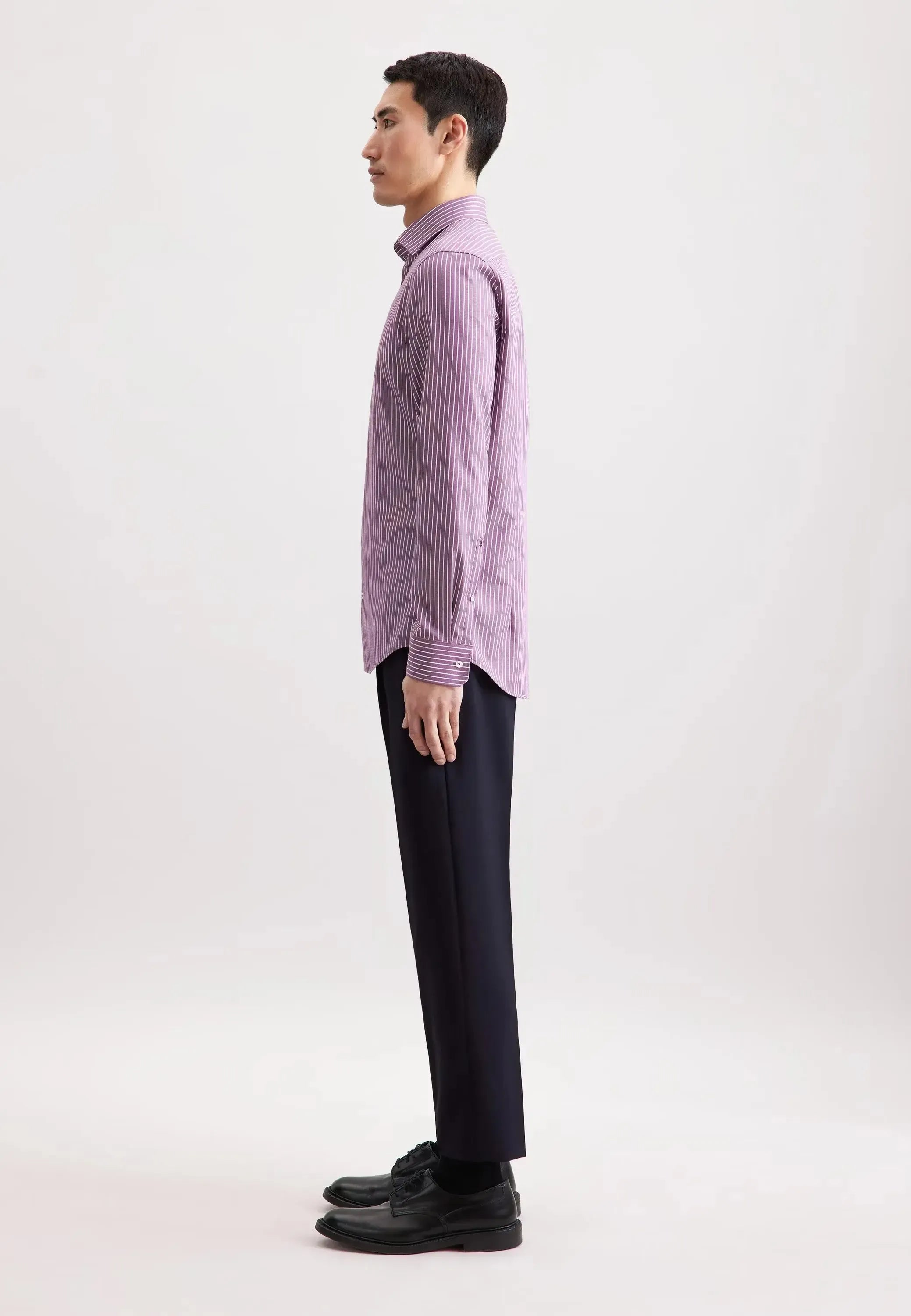 Slim Fit No Iron New Kent Striped Business Shirt Lilac-seidensticker uk