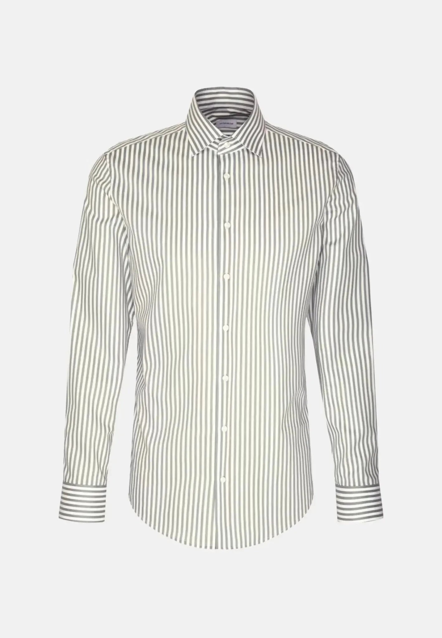 Seidensticker Slim Fit No Iron New Kent Striped Business Shirt Mid Green - 01.643550-72-38 - seidensticker.co.uk