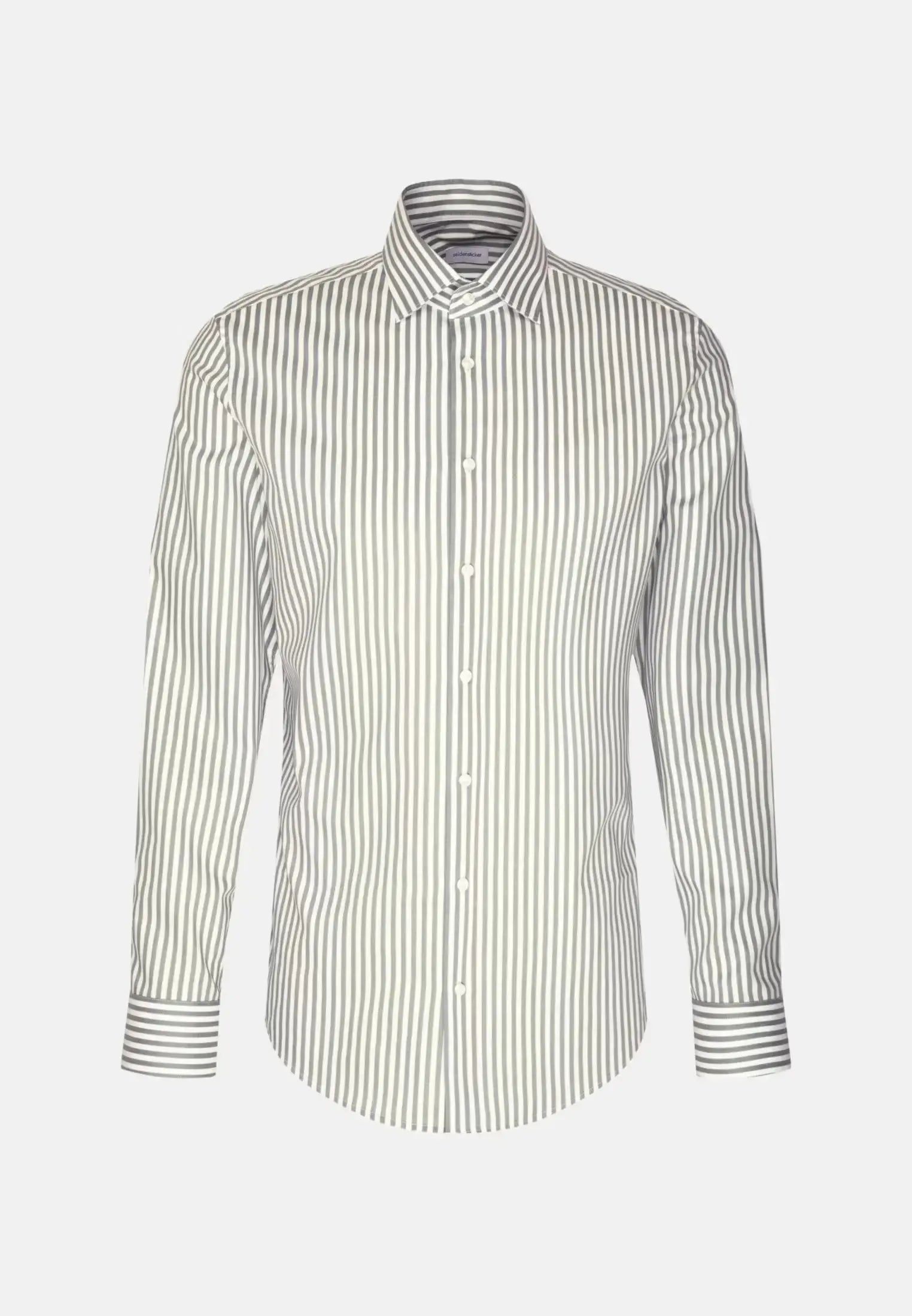 Slim Fit No Iron New Kent Striped Business Shirt Mid Green-seidensticker uk