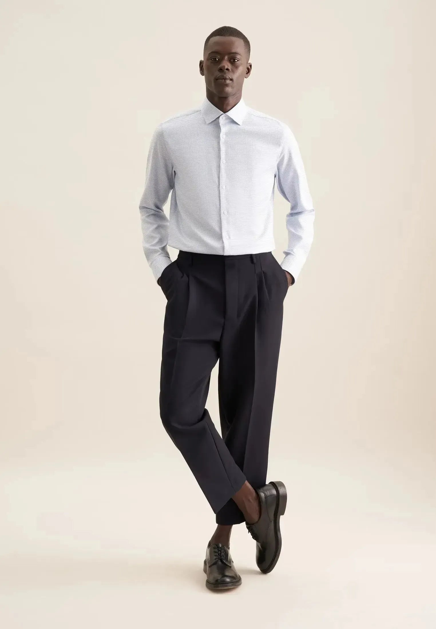 Slim Fit No Iron New Kent Structured Business Shirt Light Green-seidensticker uk