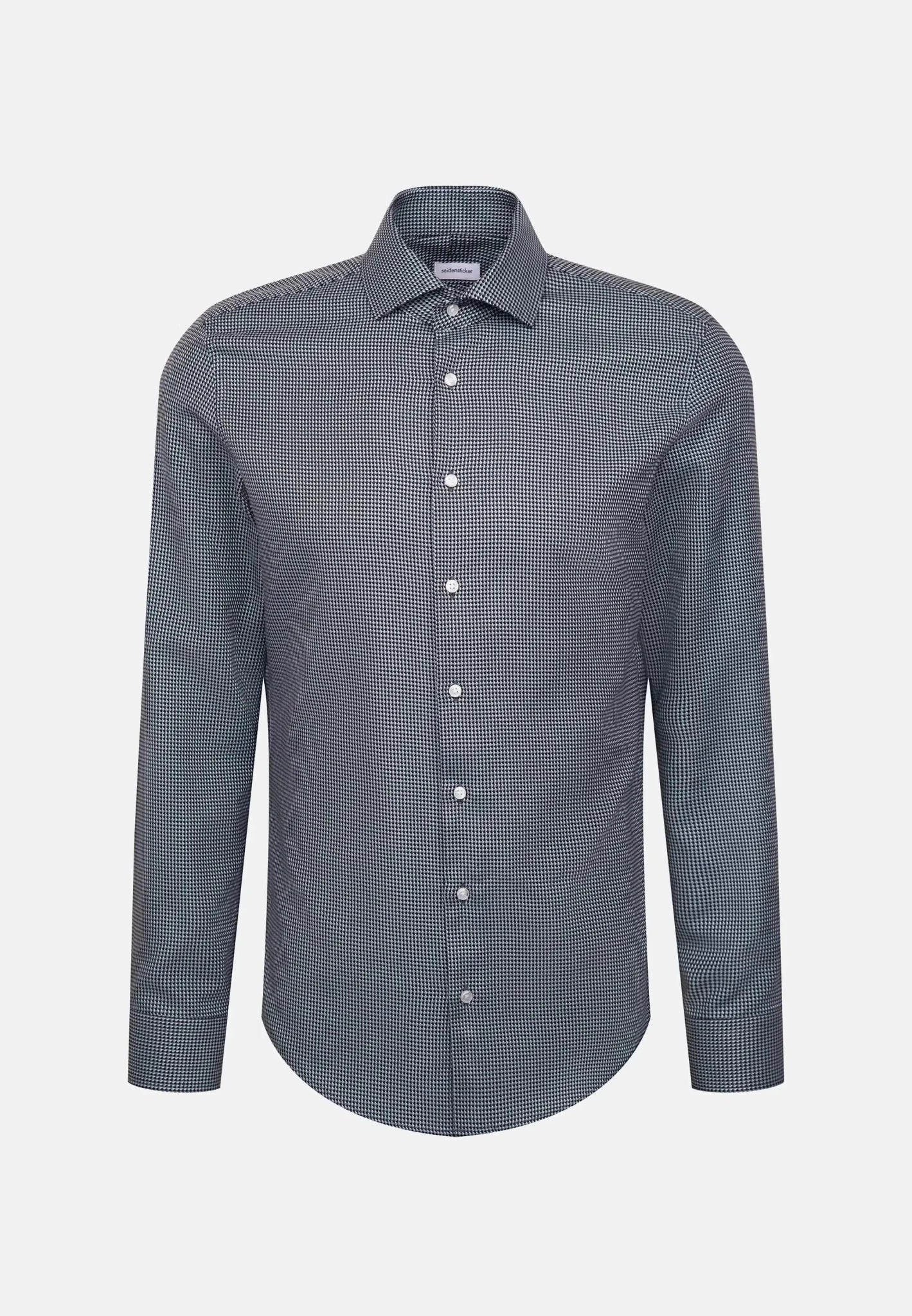 Seidensticker Slim Fit No Iron Spread Kent Pepita Business Shirt Dark Blue - 01.845274-19-37 - seidensticker.co.uk
