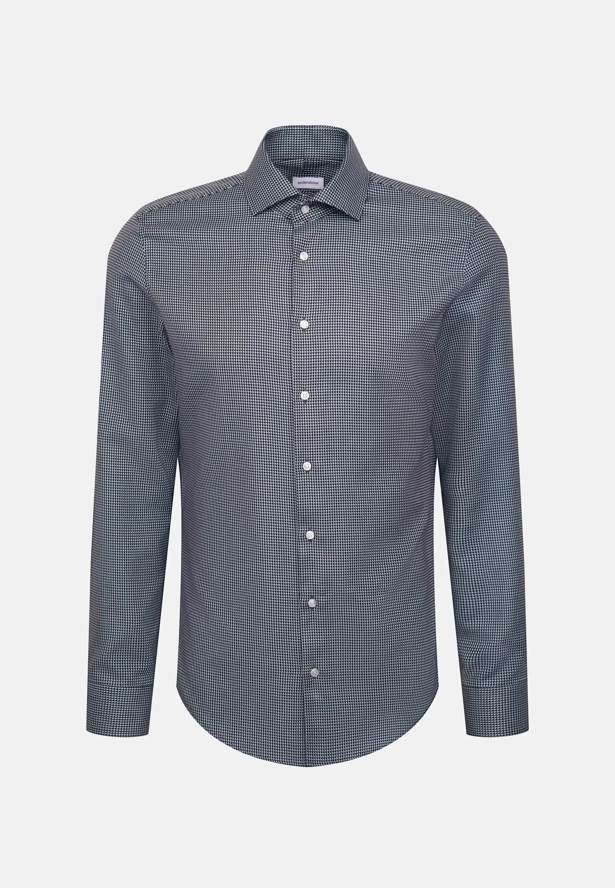 Slim Fit No Iron Spread Kent Pepita Business Shirt Dark Blue-seidensticker uk