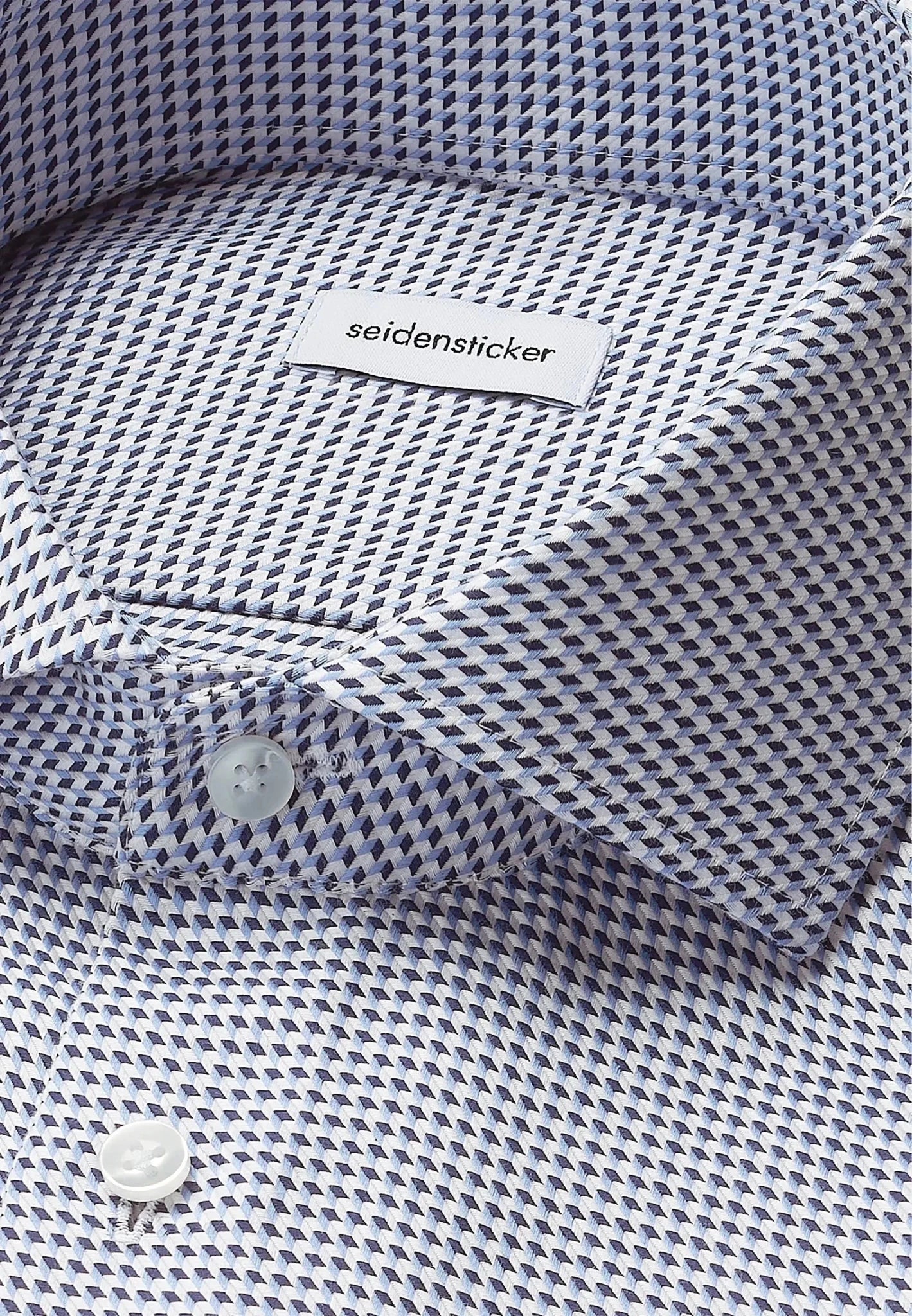 Seidensticker Slim Fit No Iron Spread Kent Pepita Business Shirt Mid Blue - 01.845274-16-37 - seidensticker.co.uk