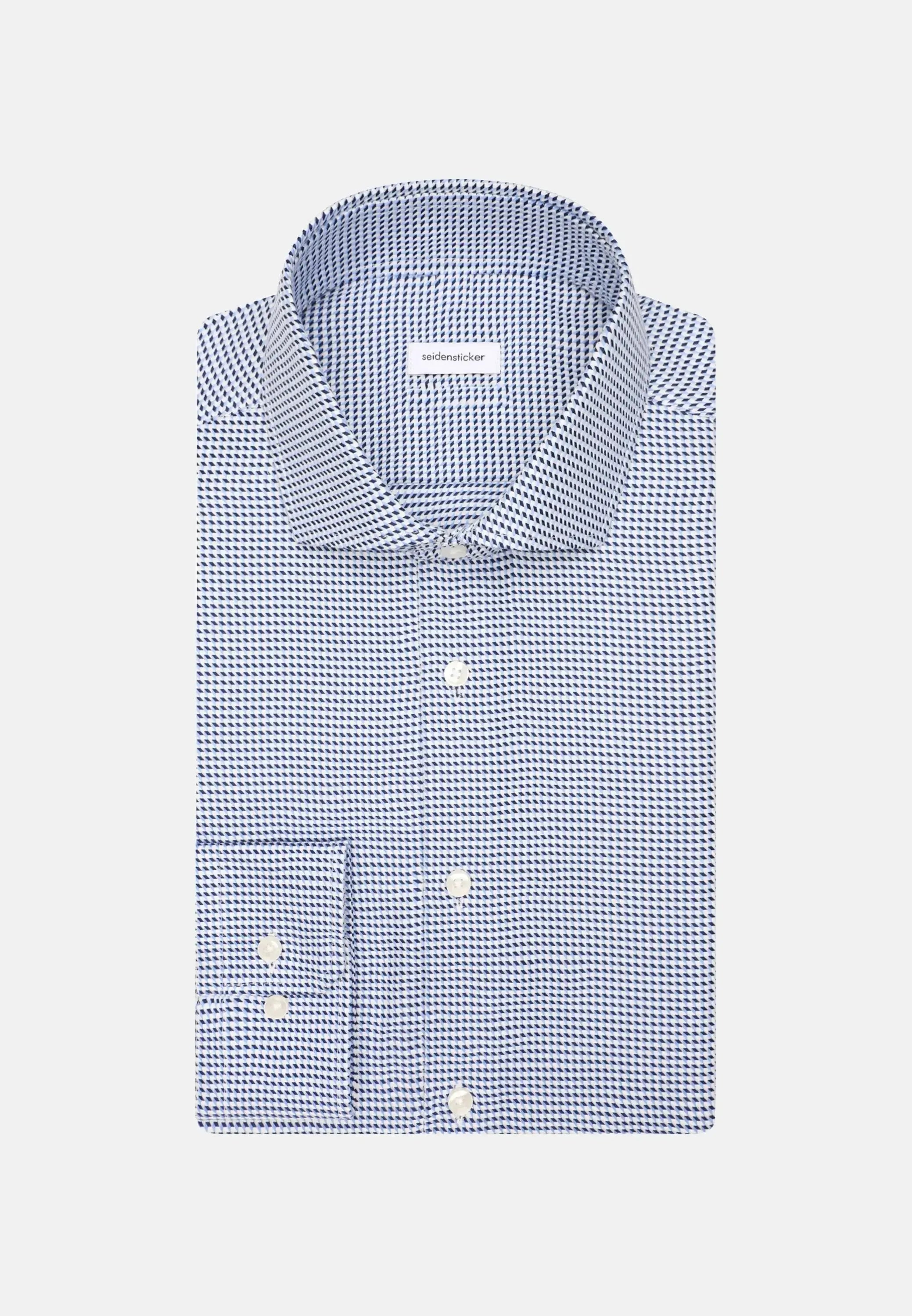 Slim Fit No Iron Spread Kent Pepita Business Shirt Mid Blue-seidensticker uk