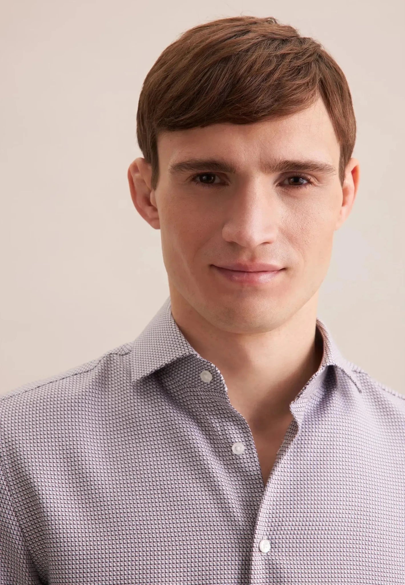 Seidensticker Slim Fit No Iron Spread Kent Structured Pattern Business Shirt Brown - 01.644947-27-37 - seidensticker.co.uk