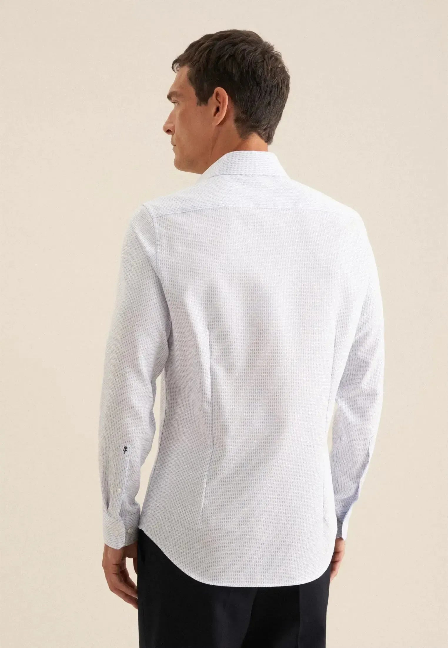 Slim Fit No Iron Spread Kent Structured Pattern Business Shirt Light Blue-seidensticker uk