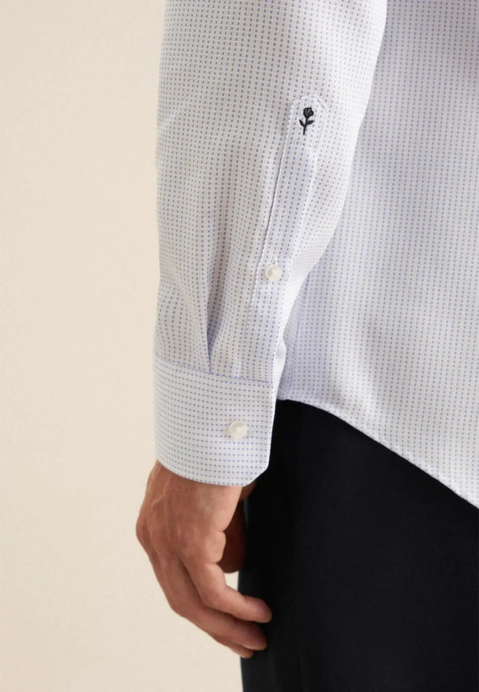 Slim Fit No Iron Spread Kent Structured Pattern Business Shirt Light Blue-seidensticker uk