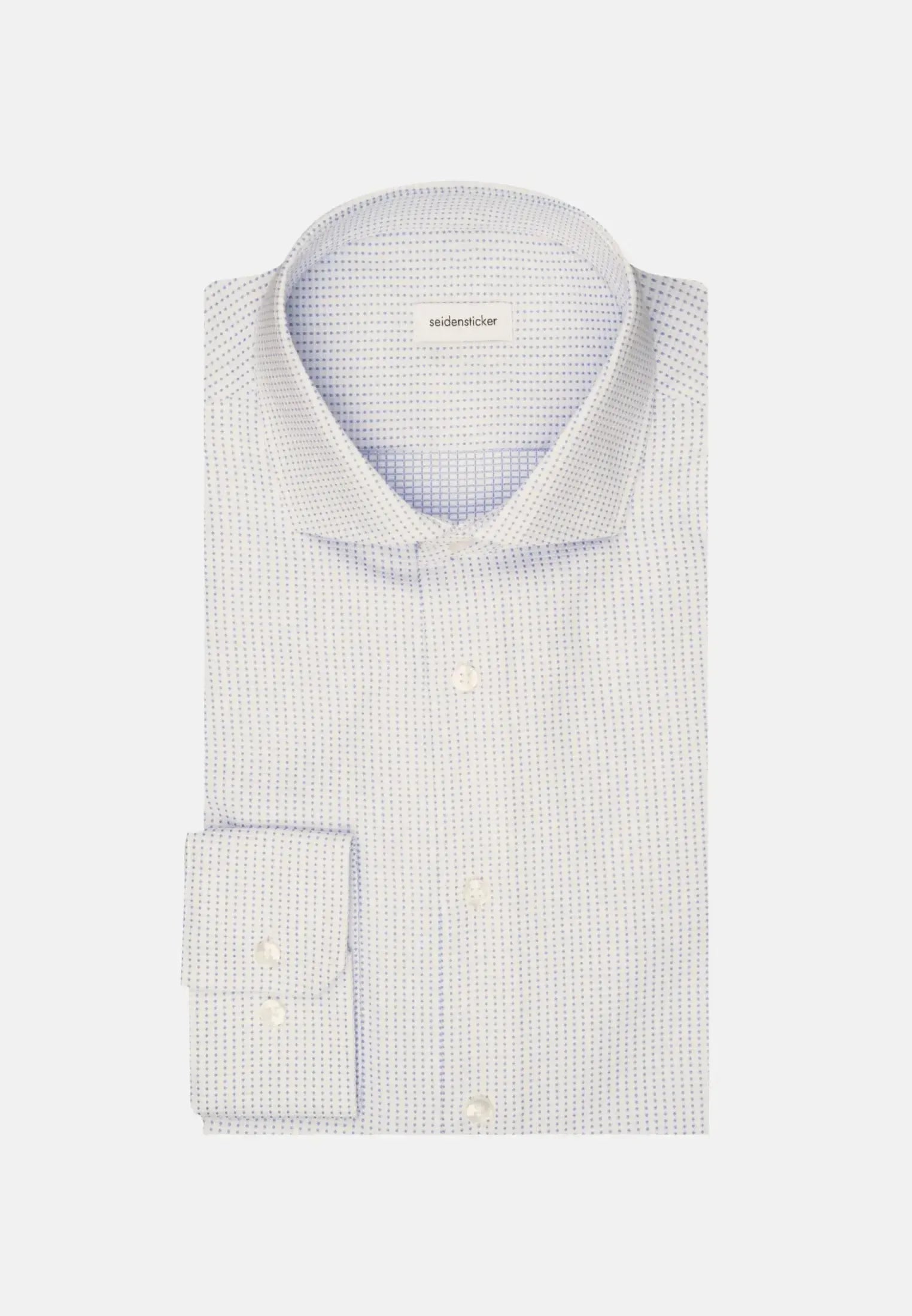 Slim Fit No Iron Spread Kent Structured Pattern Business Shirt Light Blue-seidensticker uk