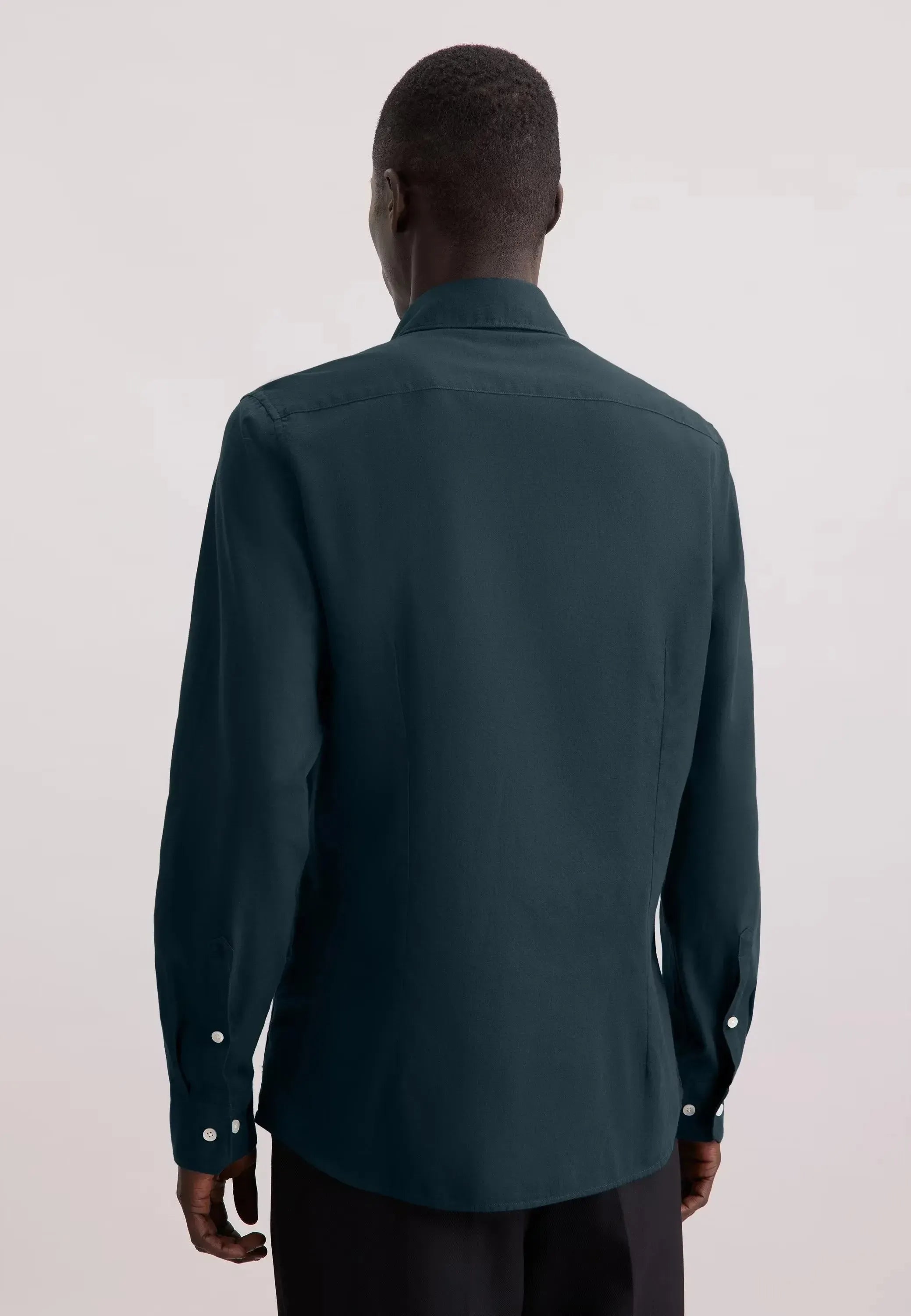Slim Fit Spread Kent Pepita Flannel Shirt Dark Blue-seidensticker uk