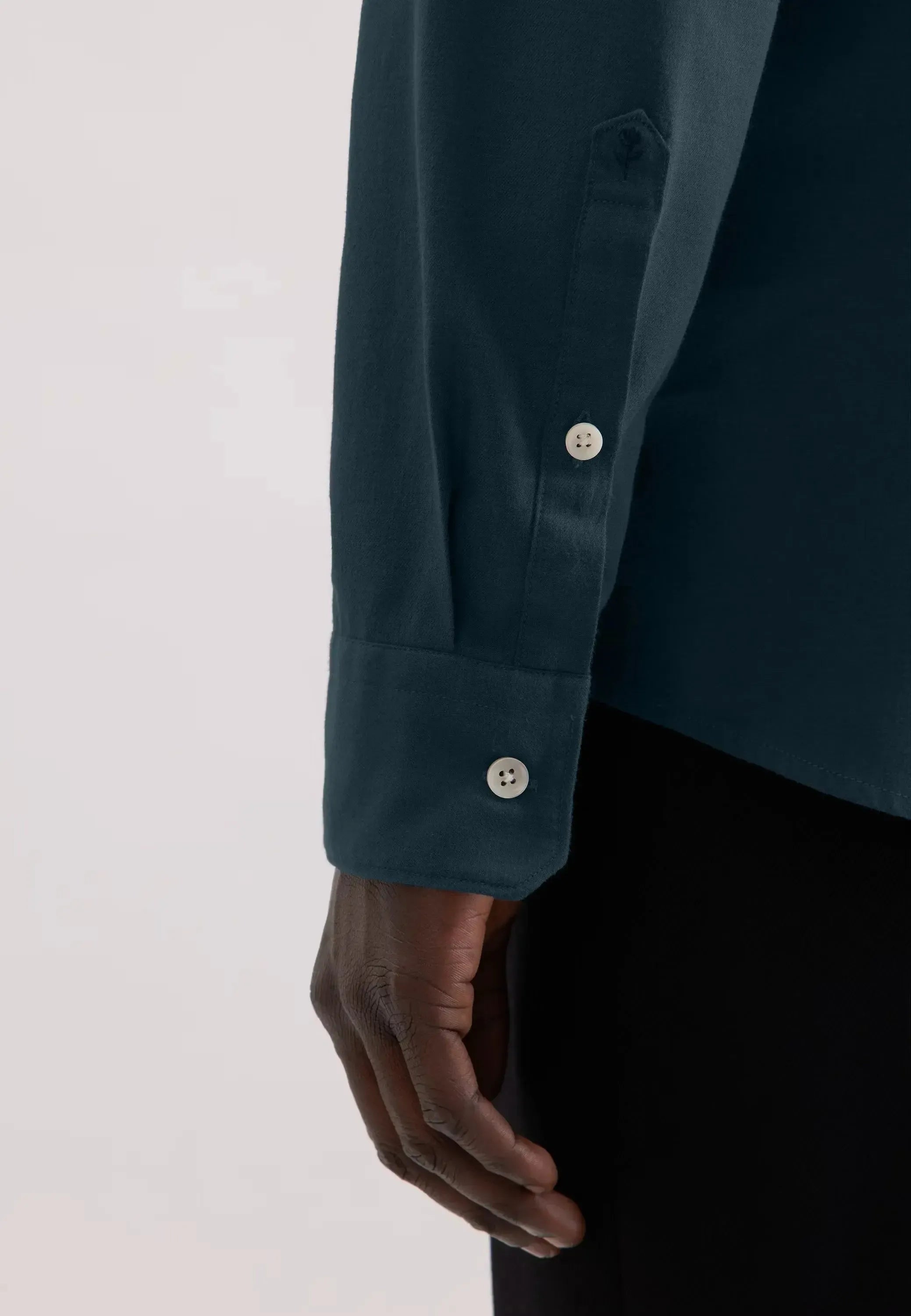 Slim Fit Spread Kent Pepita Flannel Shirt Dark Blue-seidensticker uk