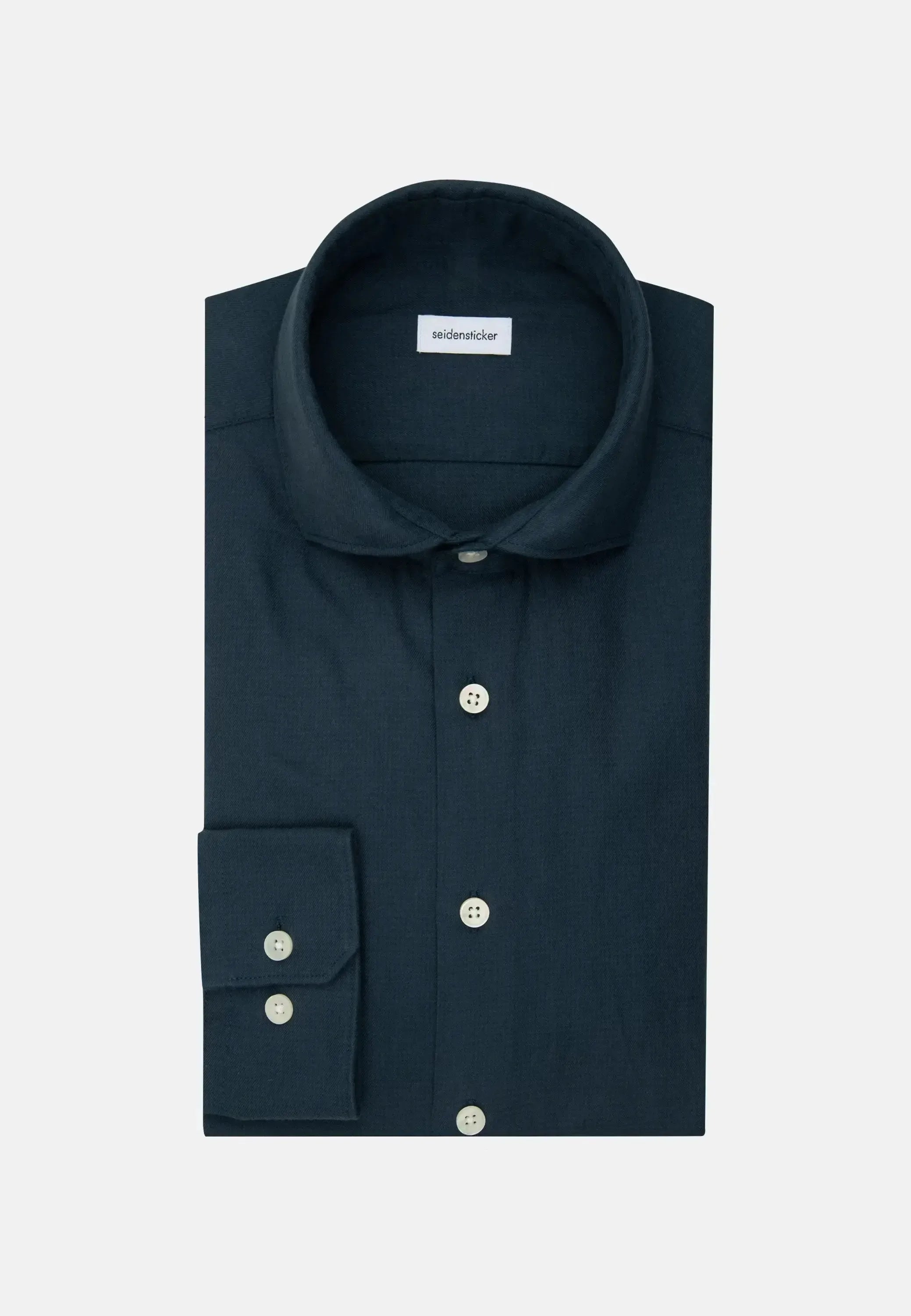 Slim Fit Spread Kent Pepita Flannel Shirt Dark Blue-seidensticker uk