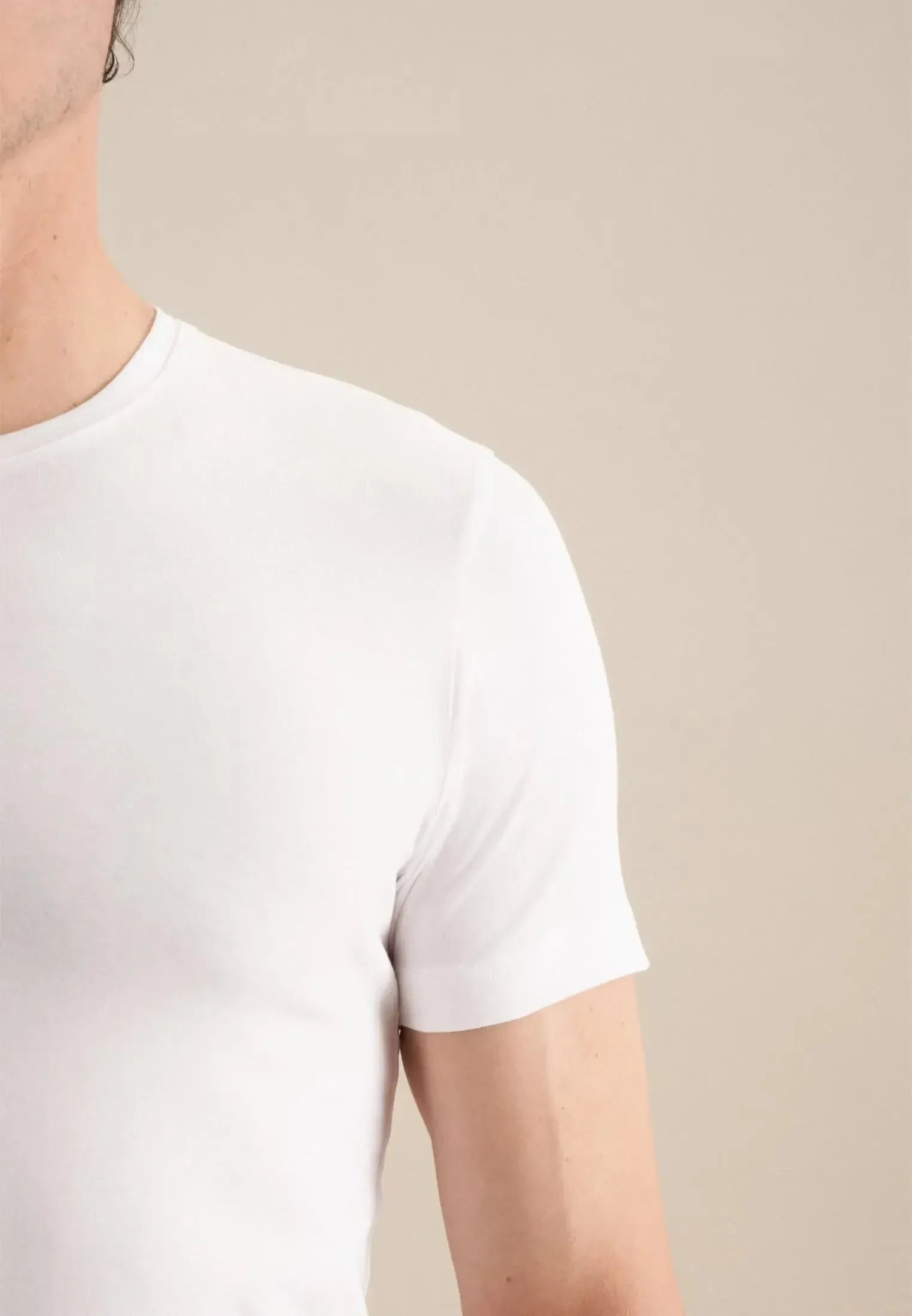 Stretch Cotton T-Shirt White-seidensticker uk