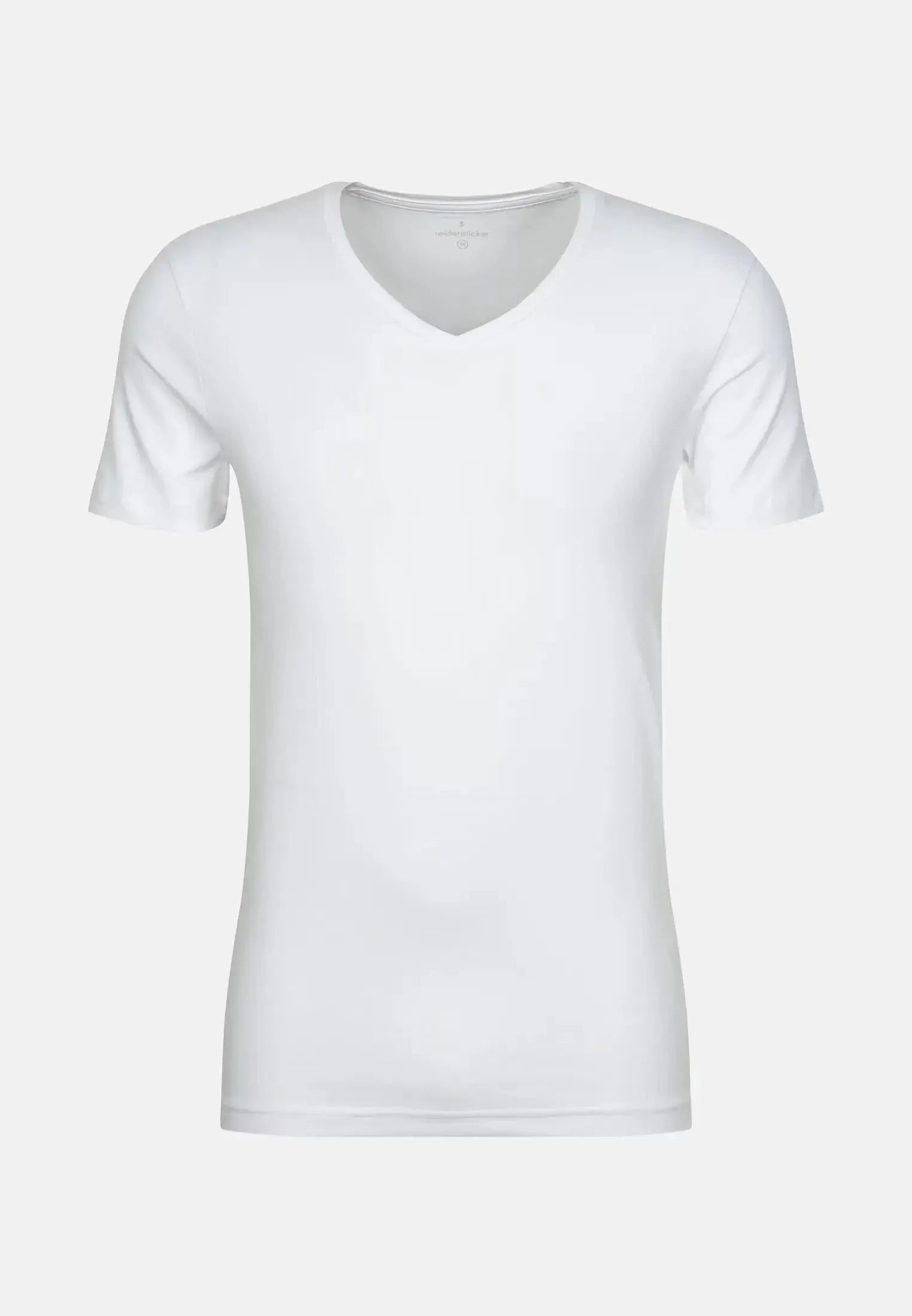 Stretch Cotton V-Neck T-Shirt White-seidensticker uk