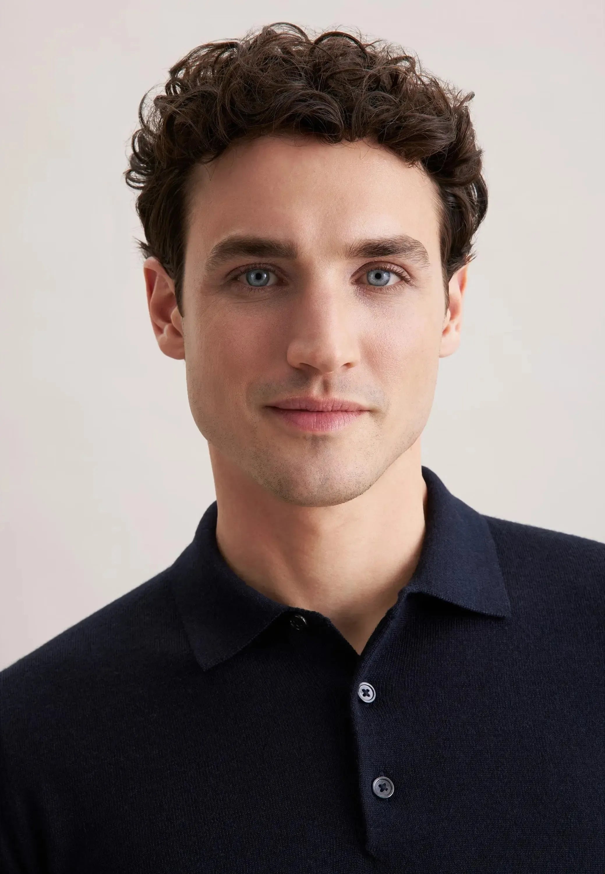 Merino Wool Polo Collar Knit Dark Blue-seidensticker uk