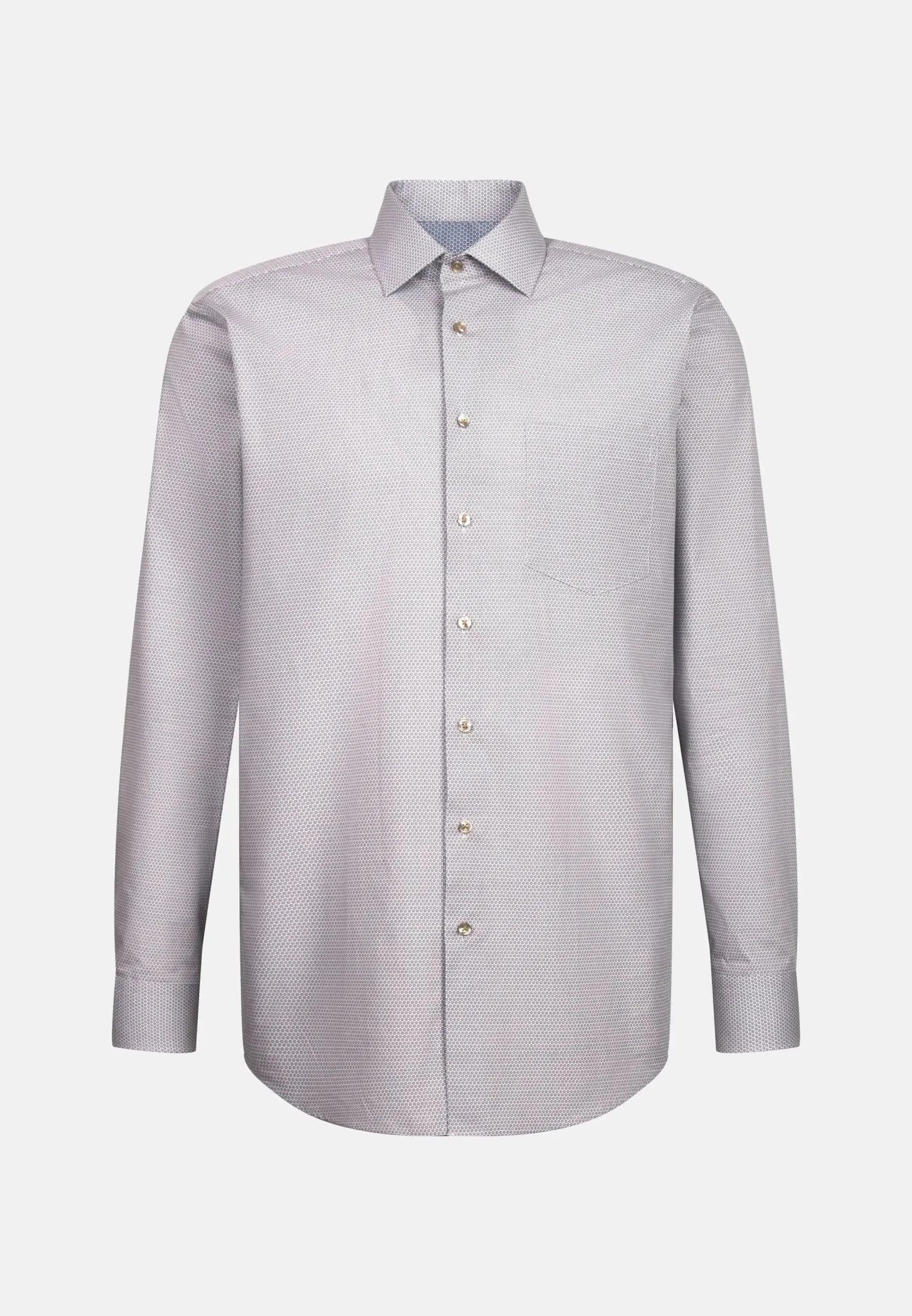 Seidensticker Regular Fit Business Kent Print Pattern Business Shirt Beige - 01.646460-06-37 - seidensticker.co.uk