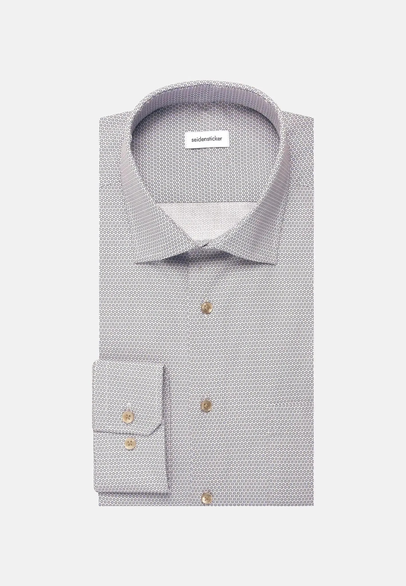 Seidensticker Regular Fit Business Kent Print Pattern Business Shirt Beige - 01.646460-06-37 - seidensticker.co.uk