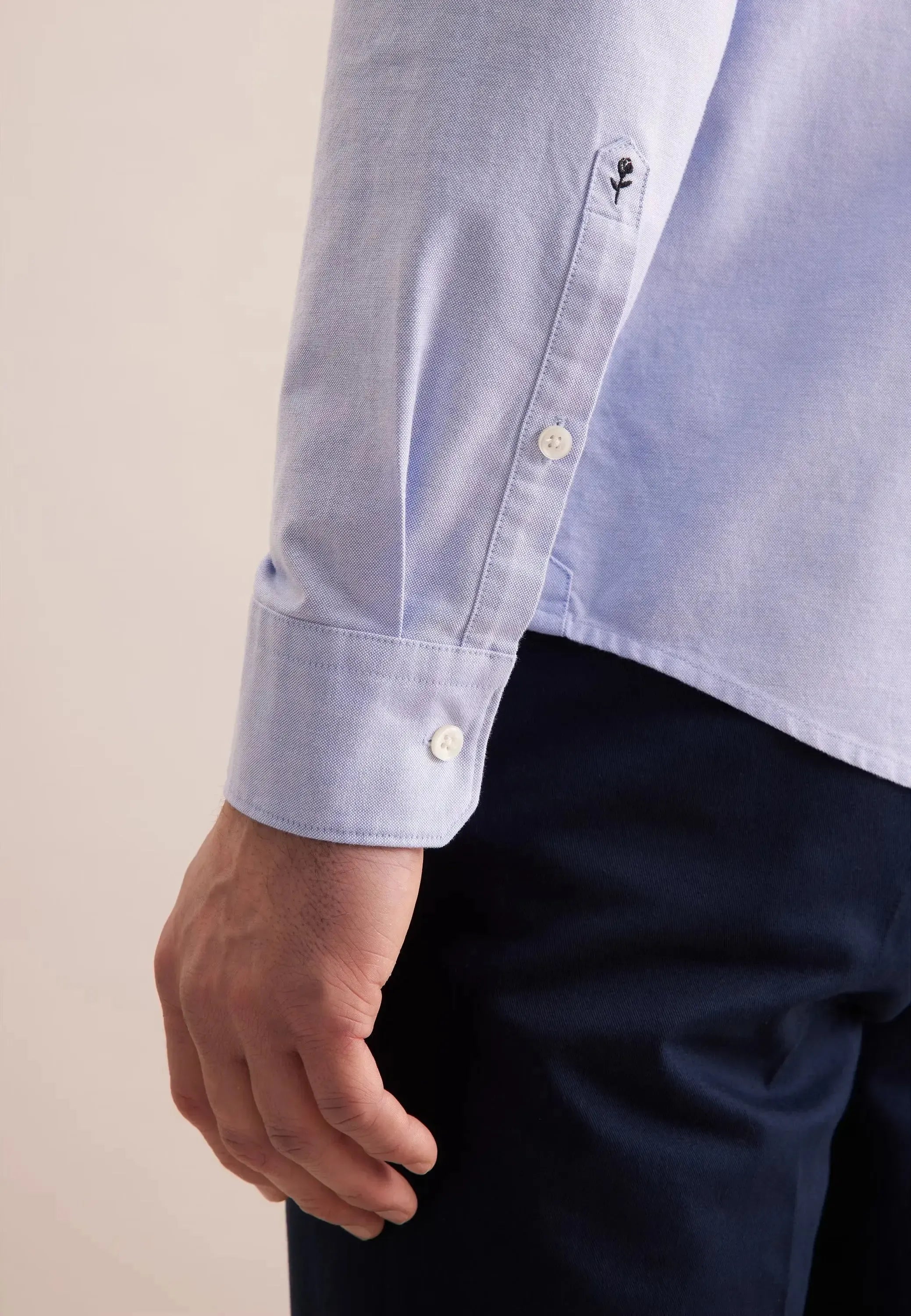 Regular Fit Button Down Oxford Shirt Light Blue-seidensticker uk