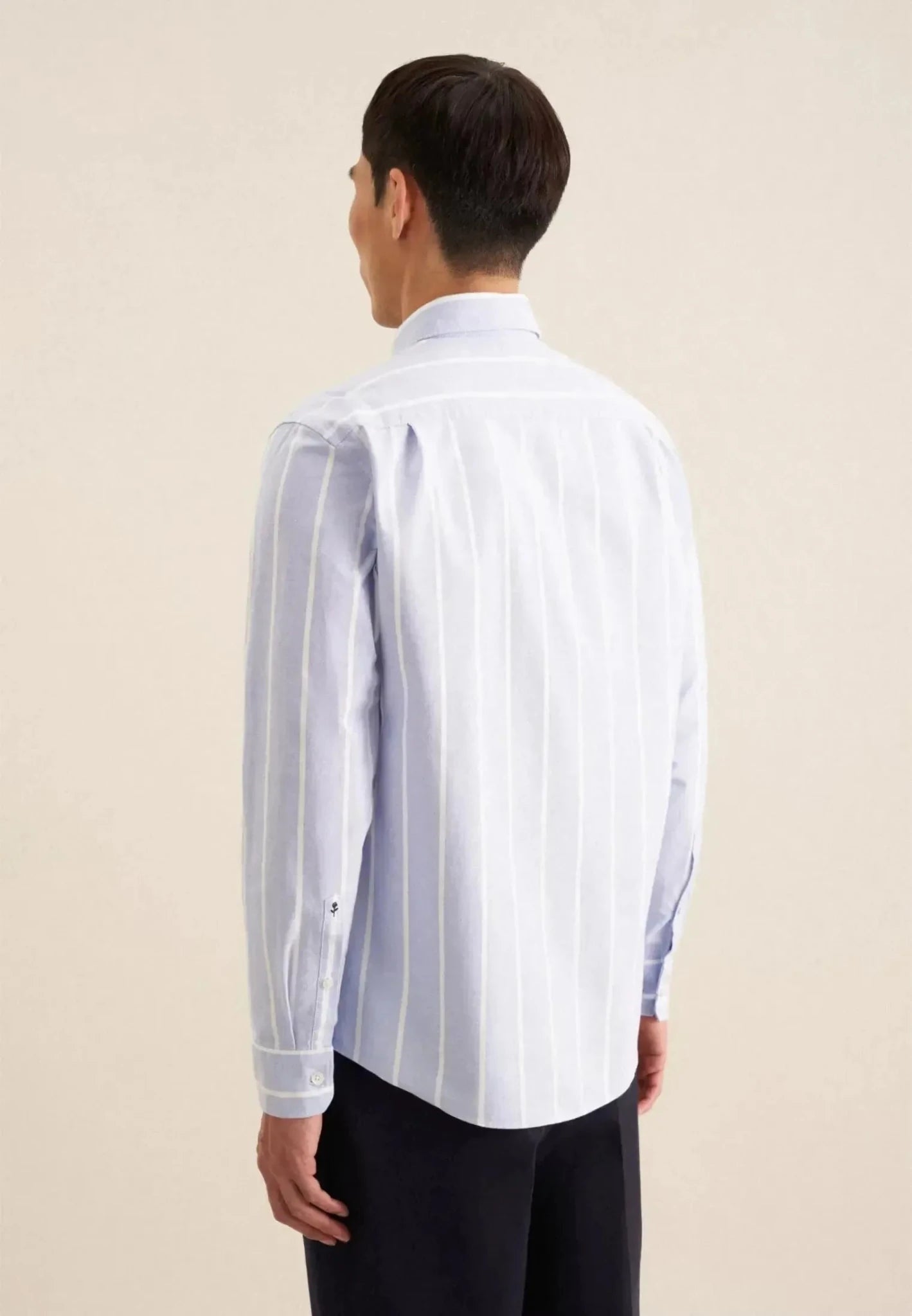 Seidensticker Regular Fit Button Down Striped Oxford Shirt Light Blue - 01.146732-13-38 - seidensticker.co.uk