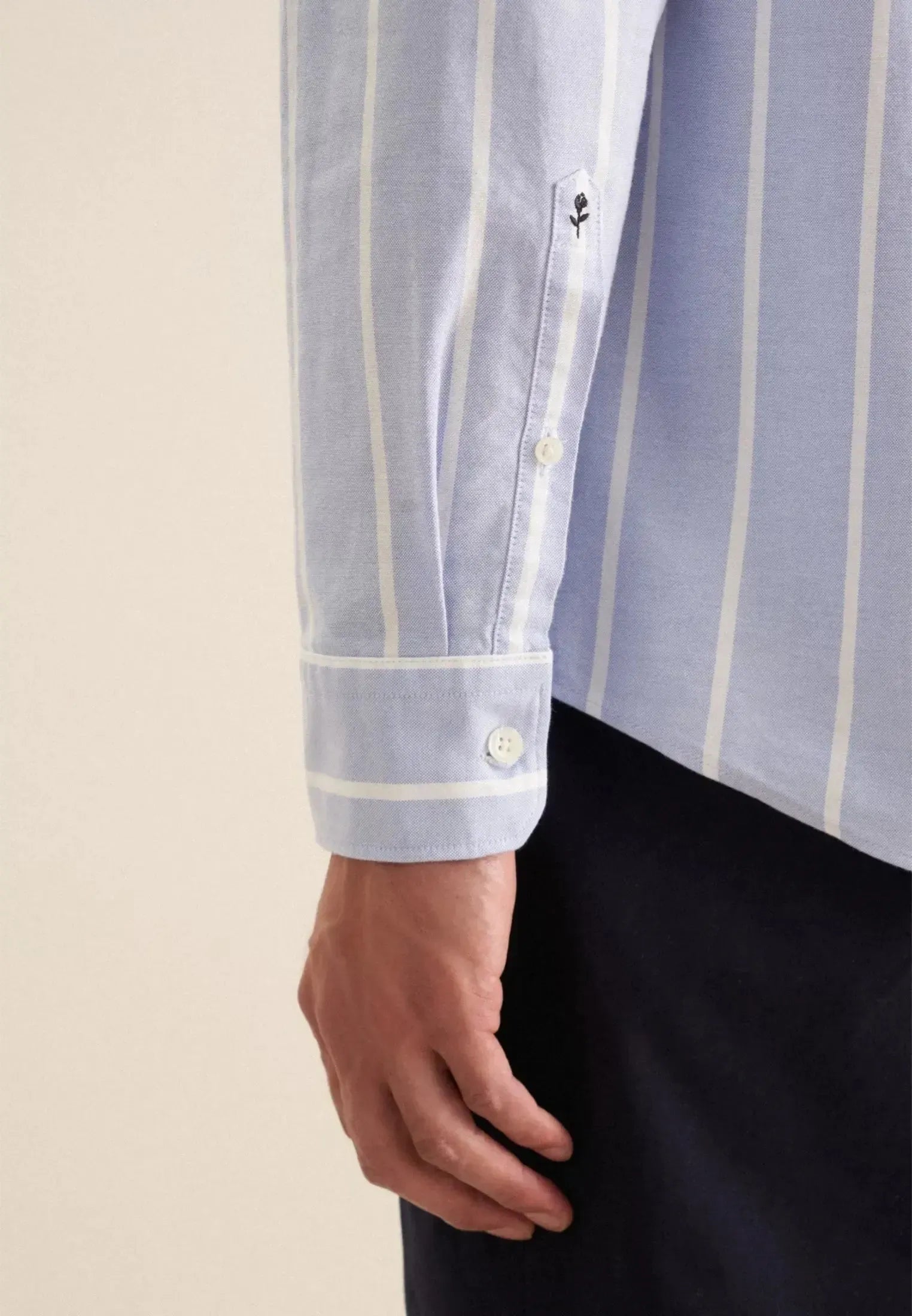 Regular Fit Button Down Striped Oxford Shirt Light Blue-seidensticker uk