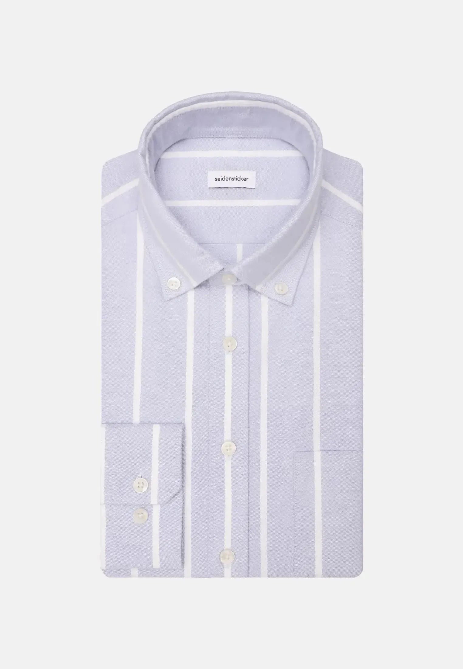 Regular Fit Button Down Striped Oxford Shirt Light Blue-seidensticker uk
