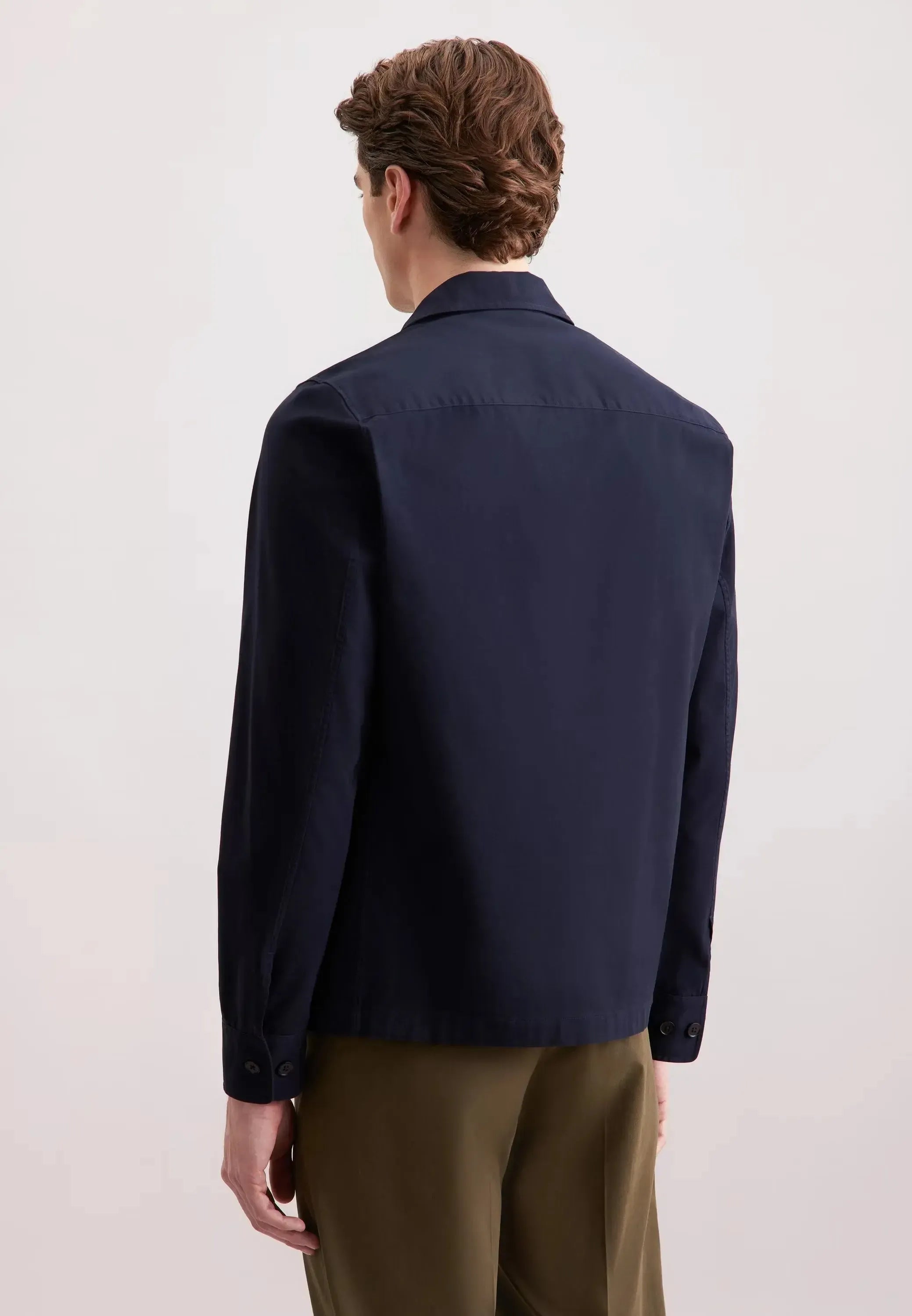Regular Fit Cotton Twill Casual Lapel Jacket Dark Blue-seidensticker uk